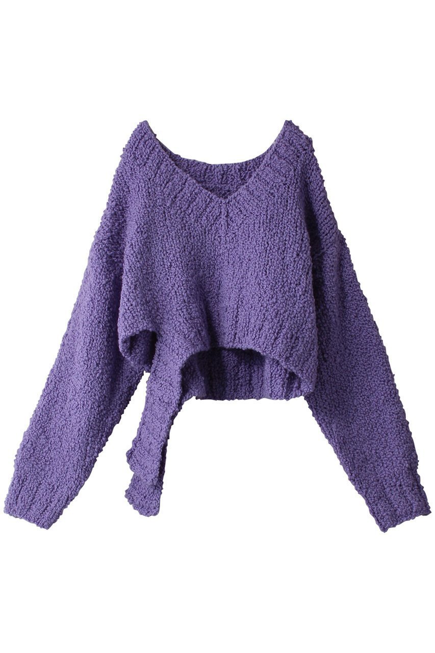 【プランク プロジェクト/PRANK PROJECT】のVネックスラブショートニット/V-neck Slab Short Knit インテリア・キッズ・メンズ・レディースファッション・服の通販 founy(ファニー) 　ファッション　Fashion　レディースファッション　Fashion for Women　トップス・カットソー　Cut & Sew Tops　ニット　Knit Tops & Sweaters　カジュアルプルオーバー・ニットトップス　Pullovers & Knit Tops / Casual Pullovers　Vネックトップス　V-Neck Tops / V-Cut Neckline Shirts　おすすめ　Recommended / Our Picks　インナー　Innerwear　手編み　Hand-Knitted, Handmade Knit　PPL(パープル)|ID: prp329100004608843 ipo3291000000032951226