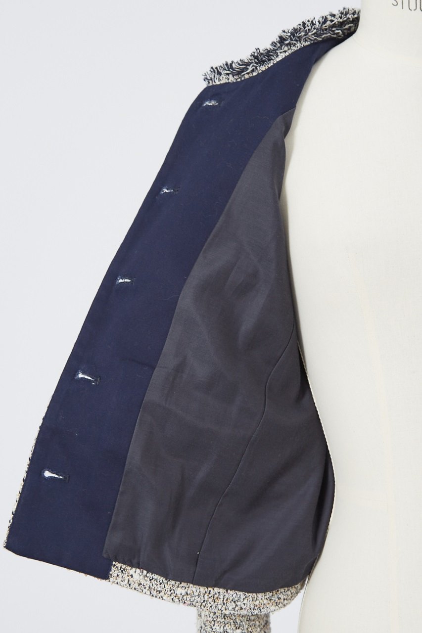 【デザイン ワークス/DESIGN WORKS】のファンシーツィードジャケット 人気、トレンドファッション・服の通販 founy(ファニー) 　ファッション　Fashion　レディースファッション　Fashion for Women　アウター　Coat / Outerwear Collection　レディースジャケット・軽アウター　Jackets　オケージョン　Occasion Wear　ジャケット　Jacket, Outerwear　チェーン　Chain, Chain Strap　ツイード　Twill, Twill Weave　デニム　Denim, Jeans Material　ボトム　Bottoms, Lower Wear　ポケット　Pocket, Pocket Detail　ラベンダー　Lavender　春　Spring　other-5|ID: prp329100004608875 ipo3291000000032952591