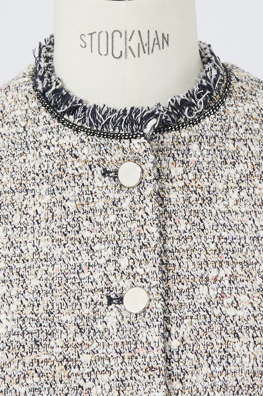 【デザイン ワークス/DESIGN WORKS】のファンシーツィードジャケット 人気、トレンドファッション・服の通販 founy(ファニー) 　ファッション　Fashion　レディースファッション　Fashion for Women　アウター　Coat / Outerwear Collection　レディースジャケット・軽アウター　Jackets　オケージョン　Occasion Wear　ジャケット　Jacket, Outerwear　チェーン　Chain, Chain Strap　ツイード　Twill, Twill Weave　デニム　Denim, Jeans Material　ボトム　Bottoms, Lower Wear　ポケット　Pocket, Pocket Detail　ラベンダー　Lavender　春　Spring　other-4|ID: prp329100004608875 ipo3291000000034956236