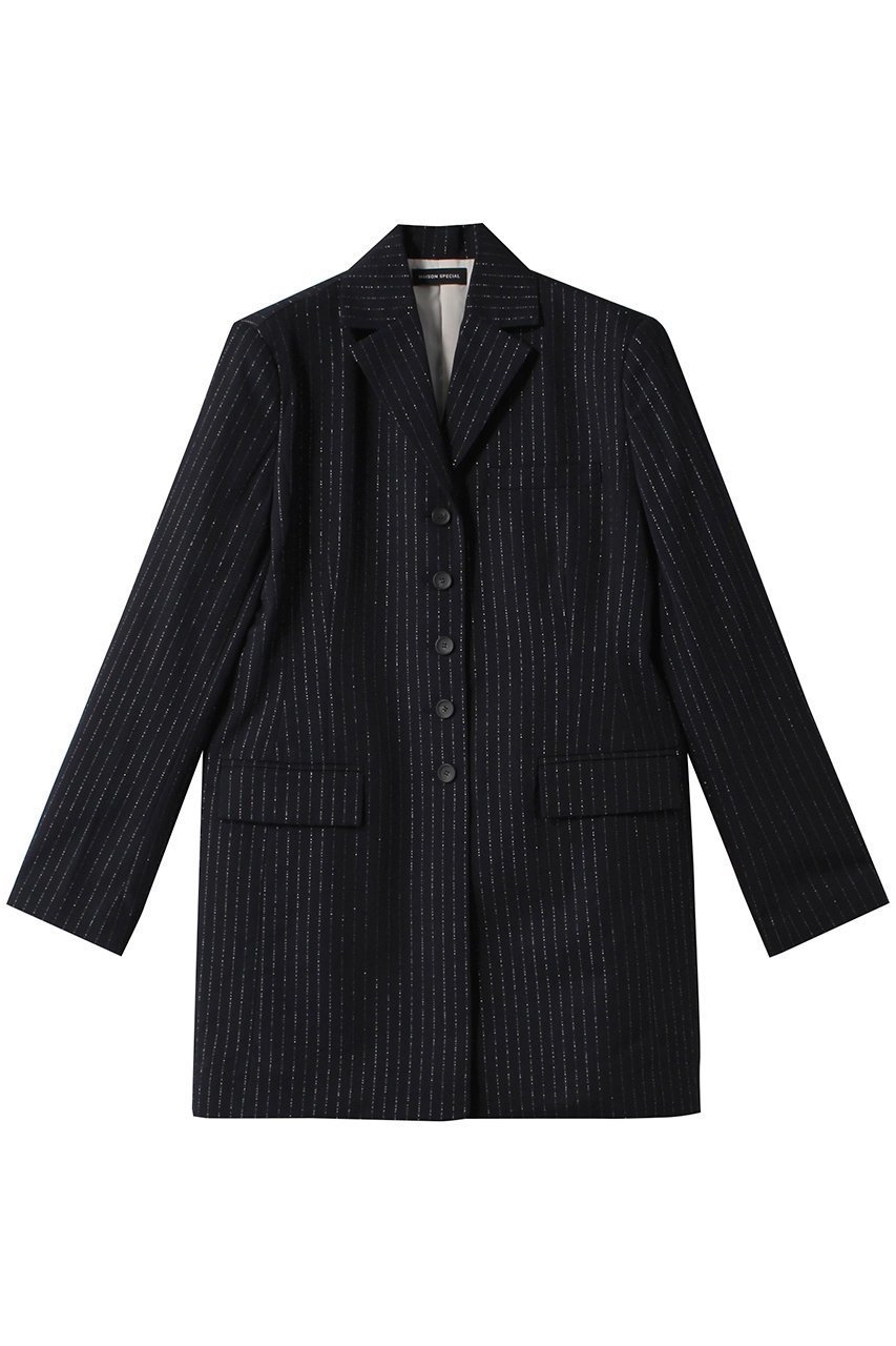 【メゾンスペシャル/MAISON SPECIAL】のBox Silhouette Jacket/ボックスジャケット インテリア・キッズ・メンズ・レディースファッション・服の通販 founy(ファニー) 　ファッション　Fashion　レディースファッション　Fashion for Women　アウター　Coat / Outerwear Collection　レディースジャケット・軽アウター　Jackets　クラシカル　Classical, Vintage-Inspired　ジャケット　Jacket, Outerwear　ストライプ　Stripe, Striped Pattern　スラックス　Slacks, Dress Pants　セットアップ　Set-Up, Coordinated Outfit　ボックス　Boxy, Box Shape　ロング　Long, Long-Length　NVY(ネイビー)|ID: prp329100004608891 ipo3291000000035065578