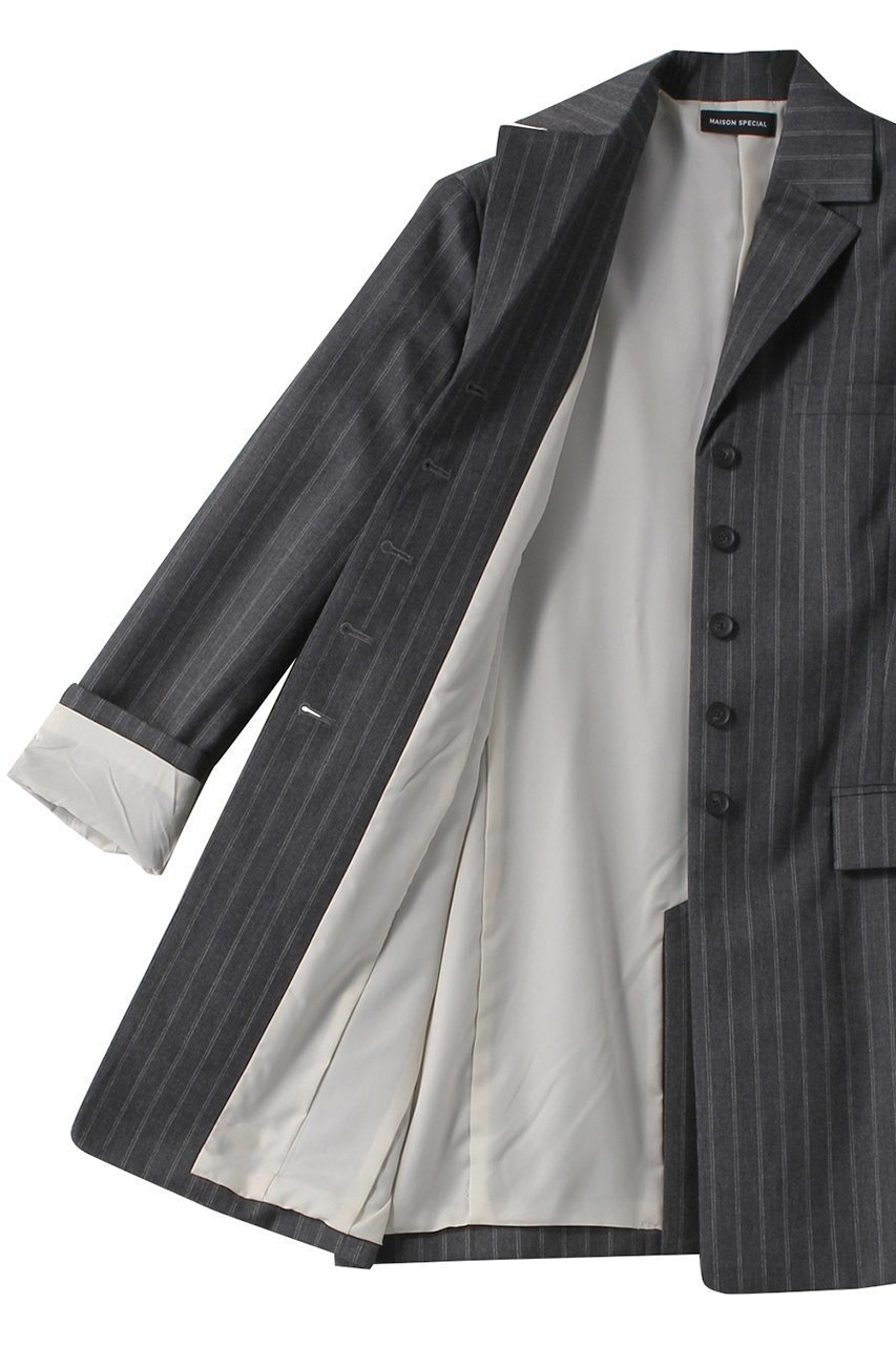 【メゾンスペシャル/MAISON SPECIAL】のBox Silhouette Jacket/ボックスジャケット 人気、トレンドファッション・服の通販 founy(ファニー) 　ファッション　Fashion　レディースファッション　Fashion for Women　アウター　Coat / Outerwear Collection　レディースジャケット・軽アウター　Jackets　クラシカル　Classical, Vintage-Inspired　ジャケット　Jacket, Outerwear　ストライプ　Stripe, Striped Pattern　スラックス　Slacks, Dress Pants　セットアップ　Set-Up, Coordinated Outfit　ボックス　Boxy, Box Shape　ロング　Long, Long-Length　other-6|ID: prp329100004608891 ipo3291000000035065589