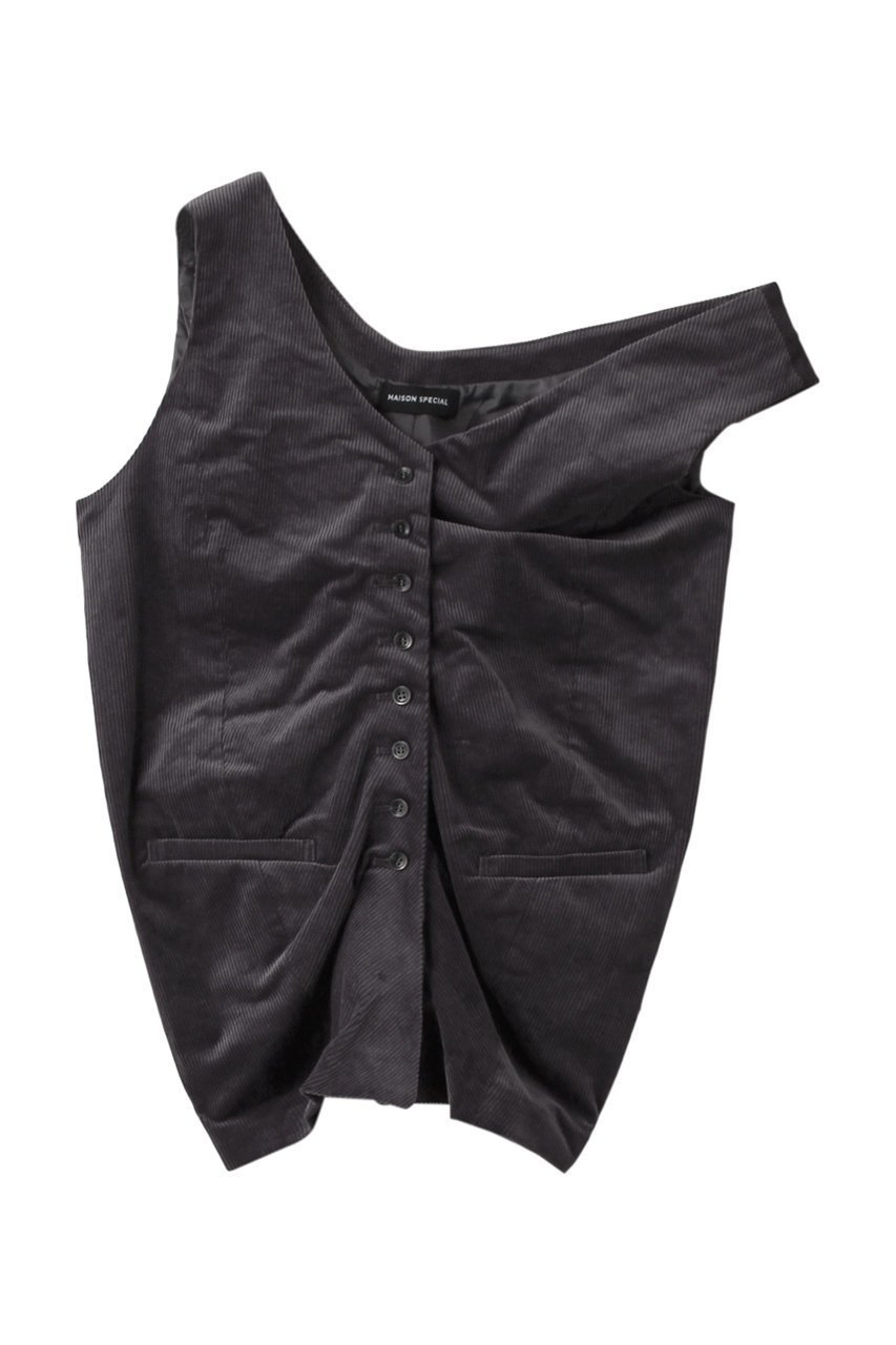 【メゾンスペシャル/MAISON SPECIAL】のCorduroy Asymmetry Vest/コーデュロイアシンメトリーベスト 人気、トレンドファッション・服の通販 founy(ファニー) 　ファッション　Fashion　レディースファッション　Fashion for Women　アウター　Coat / Outerwear Collection　レディースジャケット・軽アウター　Jackets　アシンメトリー　Asymmetrical Style　秋　Autumn　カットソー　Cut and Sewn Top　カーゴパンツ　Cargo Pants, Utility Pants　コーデュロイ　Corduroy, Cord Fabric　ジャケット　Jacket, Outerwear　セットアップ　Set-Up, Coordinated Outfit　ベスト　Vest, Waistcoat　おすすめ　Recommended / Our Picks　 other-1|ID: prp329100004608904 ipo3291000000036022890