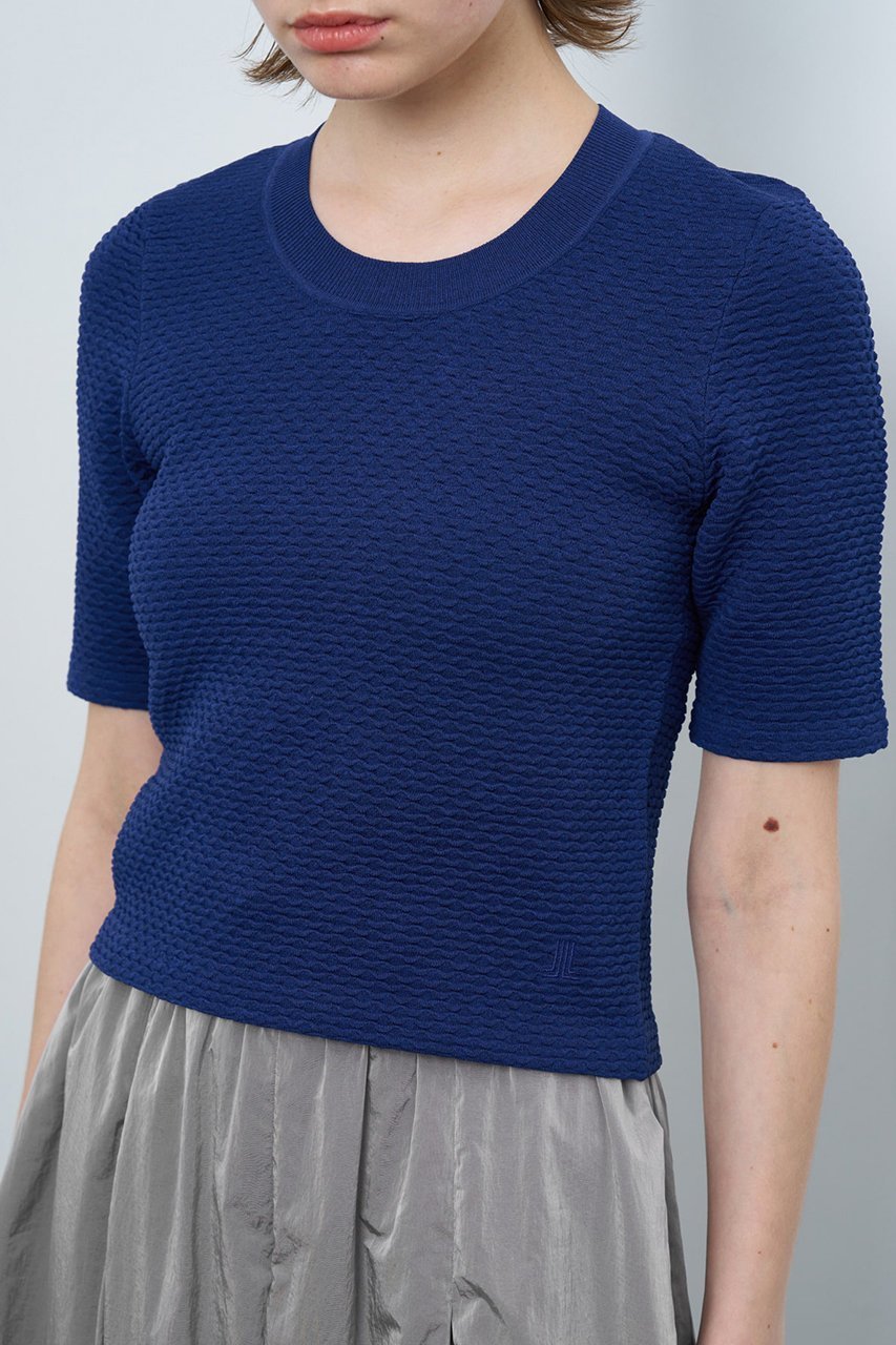 【ランバン オン ブルー/LANVIN en Bleu】のウェーブジャガードハーフスリーブニット 人気、トレンドファッション・服の通販 founy(ファニー) 　ファッション　Fashion　レディースファッション　Fashion for Women　トップス・カットソー　Cut & Sew Tops　ニット　Knit Tops & Sweaters　カジュアルプルオーバー・ニットトップス　Pullovers & Knit Tops / Casual Pullovers　ウェーブ　Wavy Pattern　コンパクト　Compact, Small Size　シンプル　Simple, Minimal　ジャカード／ジャガード　Jacquard, Woven Pattern　other-6|ID: prp329100004608916 ipo3291000000032954048