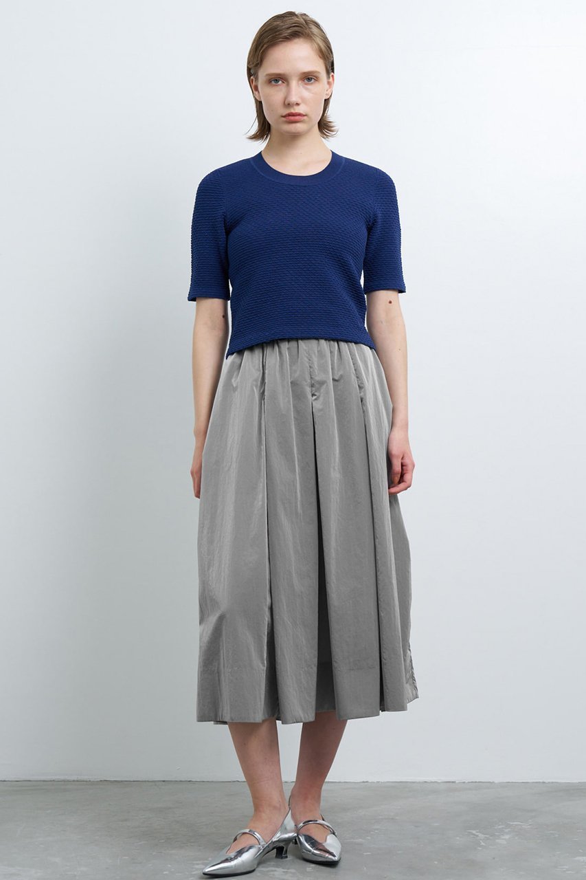 【ランバン オン ブルー/LANVIN en Bleu】のウェーブジャガードハーフスリーブニット 人気、トレンドファッション・服の通販 founy(ファニー) 　ファッション　Fashion　レディースファッション　Fashion for Women　トップス・カットソー　Cut & Sew Tops　ニット　Knit Tops & Sweaters　カジュアルプルオーバー・ニットトップス　Pullovers & Knit Tops / Casual Pullovers　ウェーブ　Wavy Pattern　コンパクト　Compact, Small Size　シンプル　Simple, Minimal　ジャカード／ジャガード　Jacquard, Woven Pattern　other-8|ID: prp329100004608916 ipo3291000000032954056