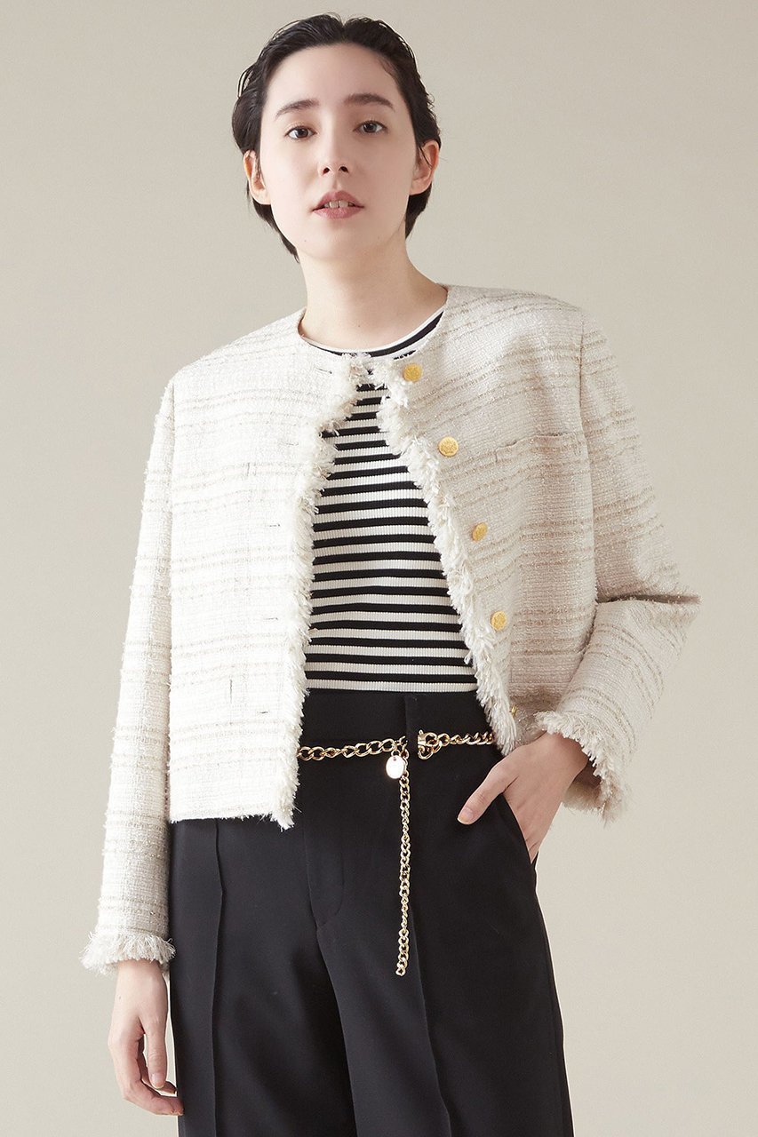 【マルティニーク/martinique】のツイードジャケット 人気、トレンドファッション・服の通販 founy(ファニー) 　ファッション　Fashion　レディースファッション　Fashion for Women　アウター　Coat / Outerwear Collection　レディースジャケット・軽アウター　Jackets　クロップド　Cropped, Short Length　コンパクト　Compact, Small Size　ジャケット　Jacket, Outerwear　ツイード　Twill, Twill Weave　フリンジ　Fringe, Tassel　フロント　Front, Front Design　春　Spring　 other-1|ID: prp329100004608927 ipo3291000000032954346