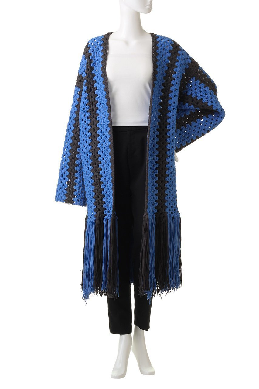 【メゾンスペシャル/MAISON SPECIAL】のハンドクロシェフリンジカーディガン 人気、トレンドファッション・服の通販 founy(ファニー) 　ファッション　Fashion　レディースファッション　Fashion for Women　トップス・カットソー　Cut & Sew Tops　ニット　Knit Tops & Sweaters　カーディガン・羽織り　Layered Style Cardigans　アクリル　Acrylic Material　カーディガン　Cardigan, Knitwear　クロシェ　Crochet, Knitted Lace　シンプル　Simple, Minimal　ストライプ　Stripe, Striped Pattern　ビッグ　Big, Oversized　フリンジ　Fringe, Tassel　other-2|ID: prp329100004608928 ipo3291000000034909749