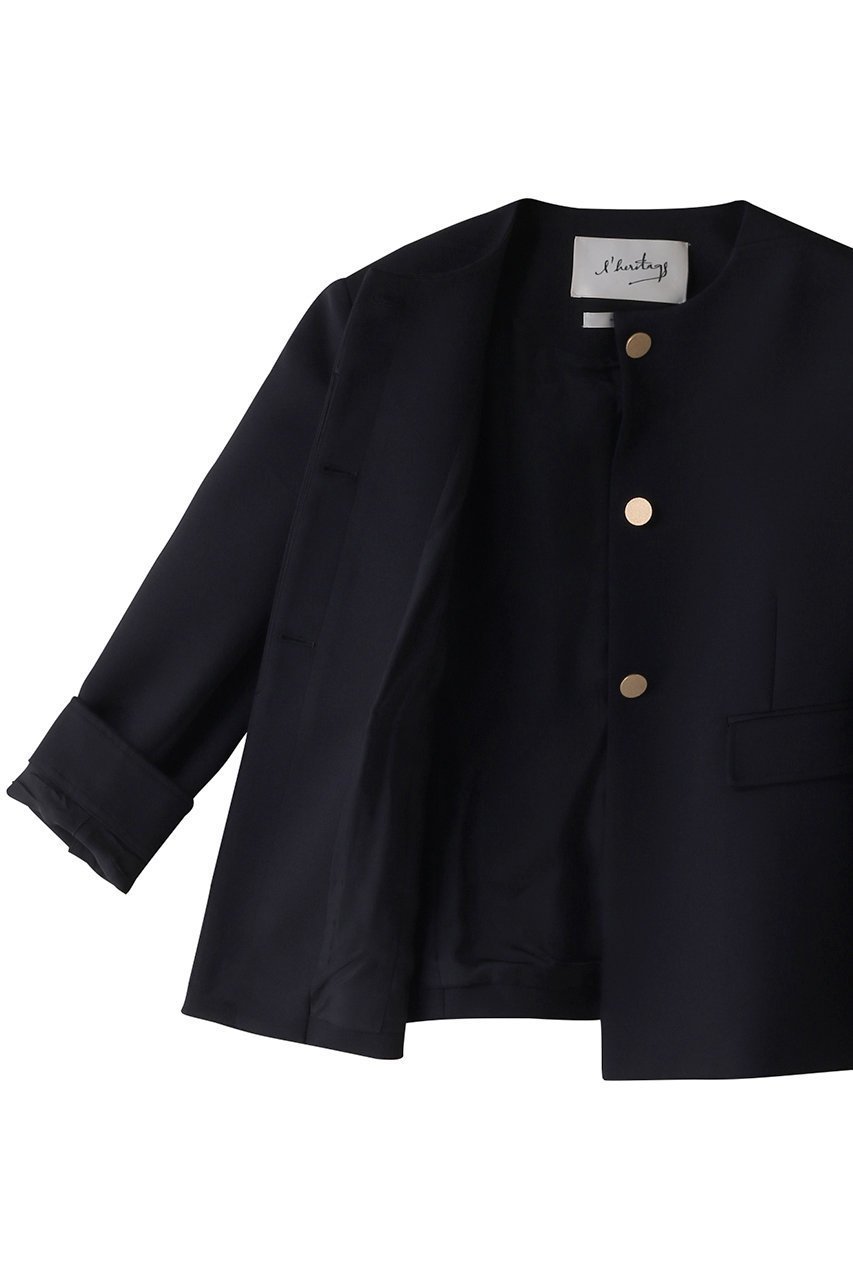 【マルティニーク/martinique】の【l heritage martinique】トリプルクロスジョーゼットジャケット 人気、トレンドファッション・服の通販 founy(ファニー) 　ファッション　Fashion　レディースファッション　Fashion for Women　アウター　Coat / Outerwear Collection　レディースジャケット・軽アウター　Jackets　クラシック　Classic, Timeless Style　シェイプ　Shape, Slim Fit　ジャケット　Jacket, Outerwear　ジョーゼット　Georgette, Semi-Sheer Fabric　スタンダード　Standard, Basic　フォルム　Silhouette, Form　ヴィンテージ　Vintage Style　other-6|ID: prp329100004608929 ipo3291000000032954412