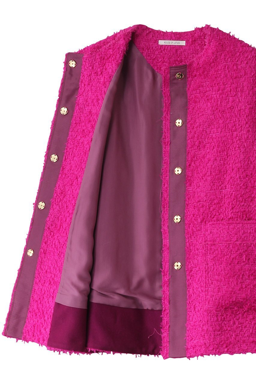 【ハウス オブ ロータス/HOUSE OF LOTUS】のクラレンソンツイードノーカラージレ 人気、トレンドファッション・服の通販 founy(ファニー) 　ファッション　Fashion　レディースファッション　Fashion for Women　アウター　Coat / Outerwear Collection　レディースジャケット・軽アウター　Jackets　エレガント 上品　Elegant　ジャケット　Jacket, Outerwear　ツイード／ツィード　Choker, Choker Necklace　ビジュー　Bijou, Jewel-like Accent　フランス　France, French　フリンジ　Fringe, Tassel　フレア　Flare, Flared　ベスト　Vest, Waistcoat　A/W・秋冬　Autumn/Winter　other-6|ID: prp329100004608937 ipo3291000000034952152