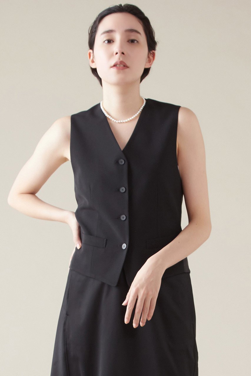 【マルティニーク/martinique】のコンパクトジレ(3ピース可) インテリア・キッズ・メンズ・レディースファッション・服の通販 founy(ファニー) 　ファッション　Fashion　レディースファッション　Fashion for Women　アウター　Coat / Outerwear Collection　レディースジャケット・軽アウター　Jackets　ジャケット　Jacket, Outerwear　セットアップ　Set-Up, Coordinated Outfit　ドレス　Dress, One-Piece　ベスト　Vest, Waistcoat　ベーシック　Basic, Essential　ブラック|ID: prp329100004608941 ipo3291000000032954741