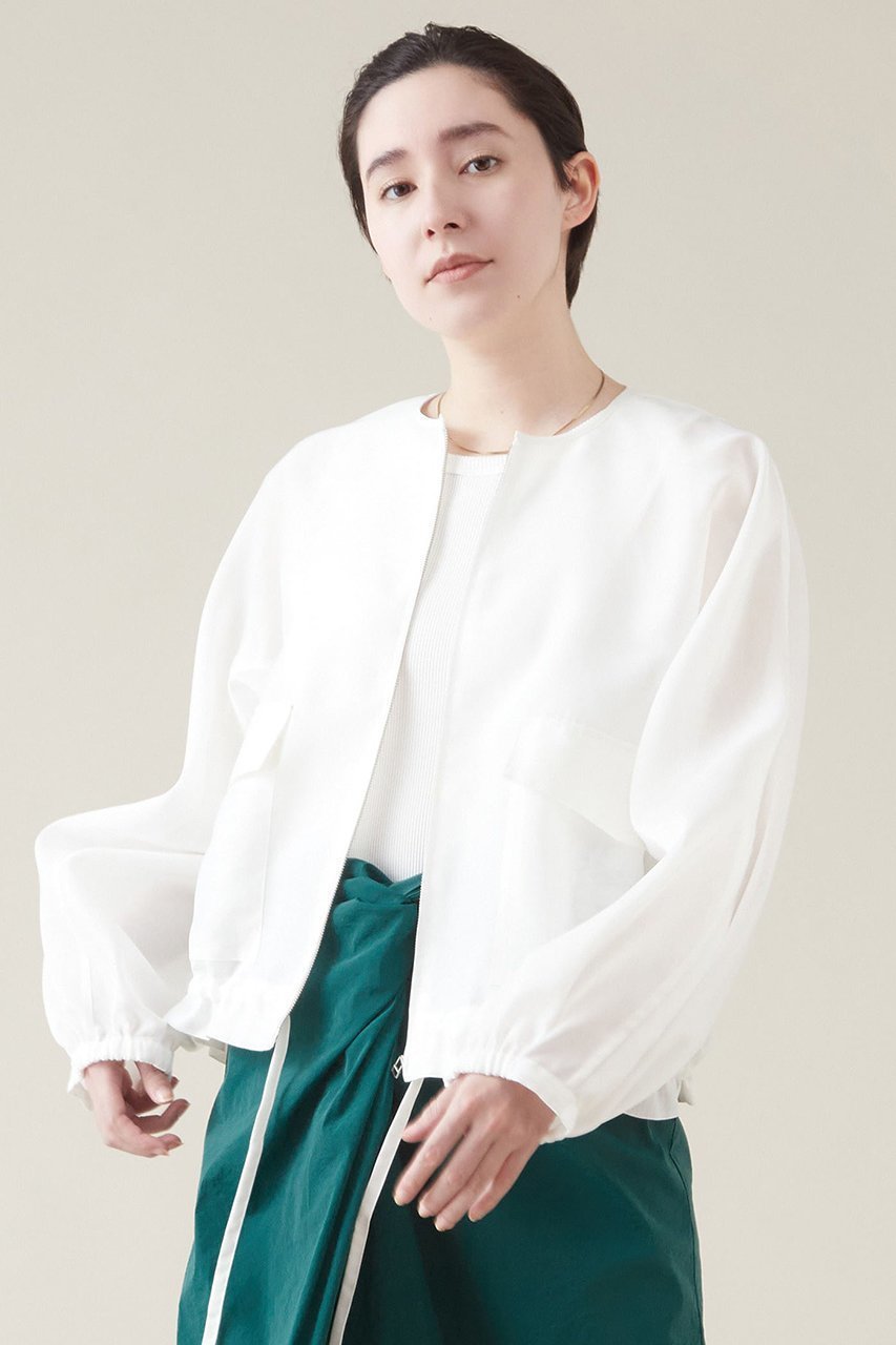 【マルティニーク/martinique】のノーカラーブルゾン インテリア・キッズ・メンズ・レディースファッション・服の通販 founy(ファニー) 　ファッション　Fashion　レディースファッション　Fashion for Women　アウター　Coat / Outerwear Collection　レディースジャケット・軽アウター　Jackets　ブルゾンジャケット・スポーティアウター　Blouson Jackets　おすすめ　Recommended / Our Picks　ジャケット　Jacket, Outerwear　バランス　Balance, Style Balance　ブルゾン　Blouson, Bomber Jacket　エレガント 上品　Elegant　ホワイト|ID: prp329100004608946 ipo3291000000032955127