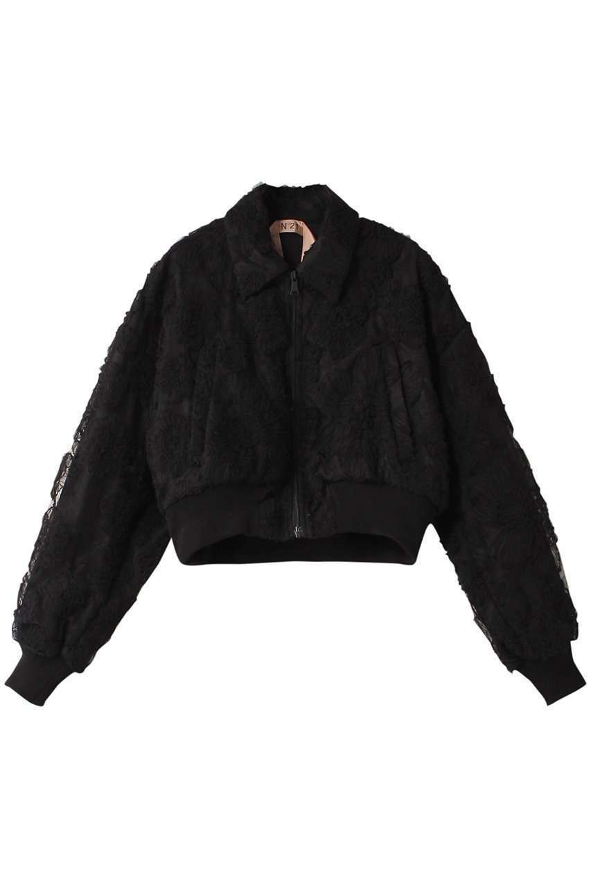 【ヌメロ ヴェントゥーノ/N°21】のレース ジップ ブルゾン インテリア・キッズ・メンズ・レディースファッション・服の通販 founy(ファニー) 　ファッション　Fashion　レディースファッション　Fashion for Women　アウター　Coat / Outerwear Collection　レディースジャケット・軽アウター　Jackets　ブルゾンジャケット・スポーティアウター　Blouson Jackets　シアー　Sheer, See-Through　ショート　Short, Short Length　シンプル　Simple, Minimal　ジップ　Zip, Zipper　ジャケット　Jacket, Outerwear　トレンド　Trend, Trending Now　ブルゾン　Blouson, Bomber Jacket　レース　Lace, Lace Fabric　エレガント 上品　Elegant　ブラック|ID: prp329100004608952 ipo3291000000032955385