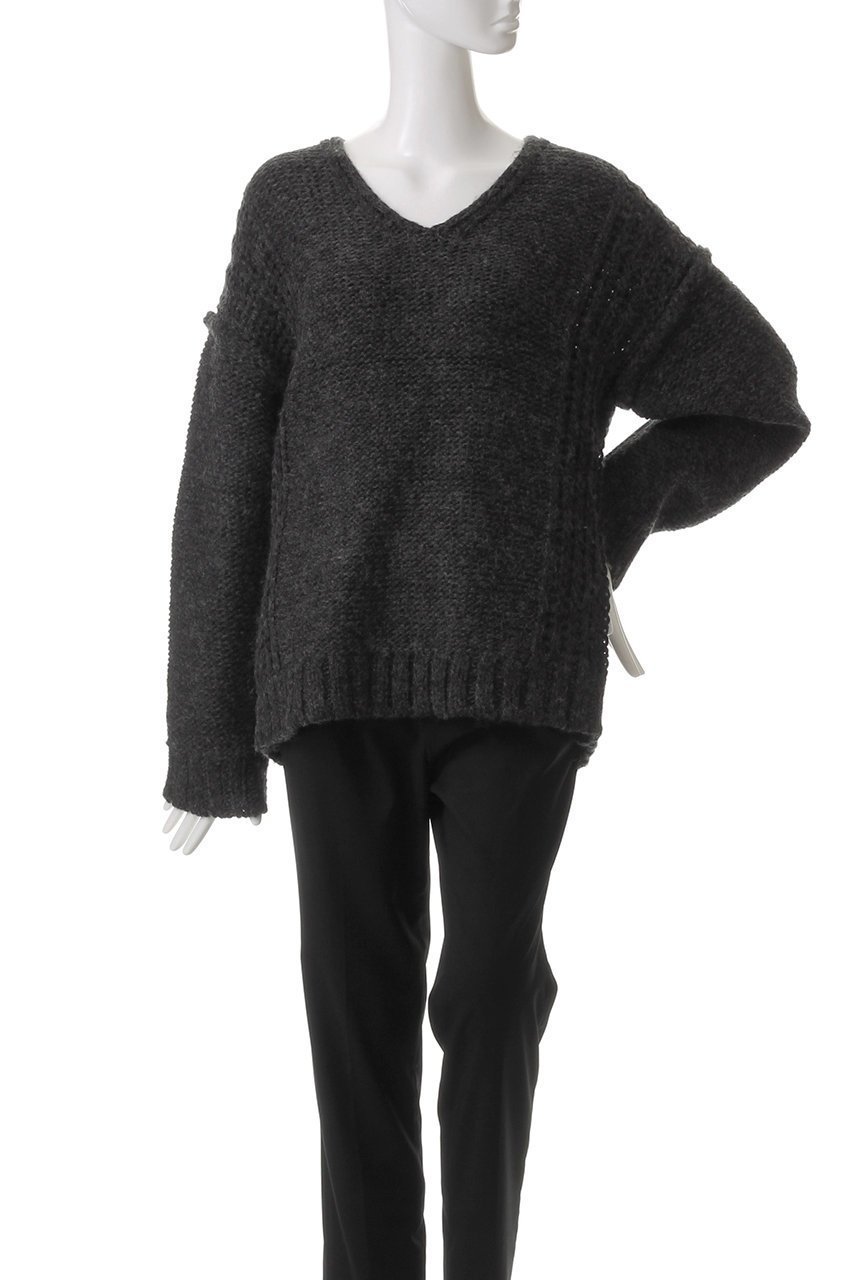 【ミディウミソリッド/MIDIUMISOLID】のlow guage v/neck PO プルオーバー 人気、トレンドファッション・服の通販 founy(ファニー) 　ファッション　Fashion　レディースファッション　Fashion for Women　トップス・カットソー　Cut & Sew Tops　ニット　Knit Tops & Sweaters　カジュアルプルオーバー・ニットトップス　Pullovers & Knit Tops / Casual Pullovers　おすすめ　Recommended / Our Picks　サテン　Satin, Glossy Fabric　シンプル　Simple, Minimal　other-2|ID: prp329100004608959 ipo3291000000034970154