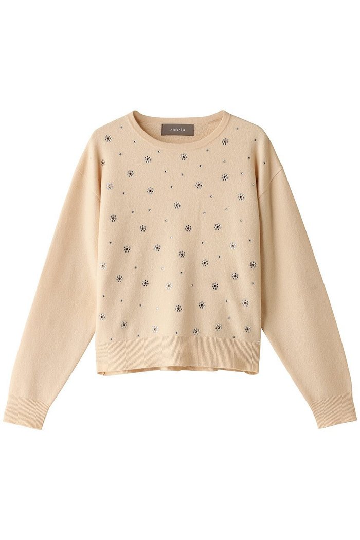 【エリオポール/heliopole】のビジューニット インテリア・キッズ・メンズ・レディースファッション・服の通販 founy(ファニー) https://founy.com/ ファッション Fashion レディースファッション Fashion for Women トップス・カットソー Cut & Sew Tops ニット Knit Tops & Sweaters カジュアルプルオーバー・ニットトップス Pullovers & Knit Tops / Casual Pullovers スリーブ Sleeve, Long Sleeve / Short Sleeve ビジュー Bijou, Jewel-like Accent ベーシック Basic, Essential エレガント 上品 Elegant 無地 Plain, Solid Color |ID: prp329100004608961 ipo3291000000032956037