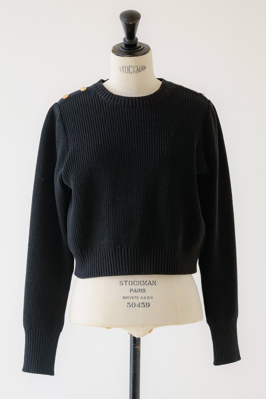 【デザイン ワークス/DESIGN WORKS】のBEAUVET ショルダーボタンプルオーバー インテリア・キッズ・メンズ・レディースファッション・服の通販 founy(ファニー) 　ファッション　Fashion　レディースファッション　Fashion for Women　トップス・カットソー　Cut & Sew Tops　ニット　Knit Tops & Sweaters　カジュアルプルオーバー・ニットトップス　Pullovers & Knit Tops / Casual Pullovers　タフタ　Taffeta, Structured Fabric　ミドル　Middle Length, Mid Height　軽量　Lightweight, Ultra Light　ブラック|ID: prp329100004608967 ipo3291000000034957246