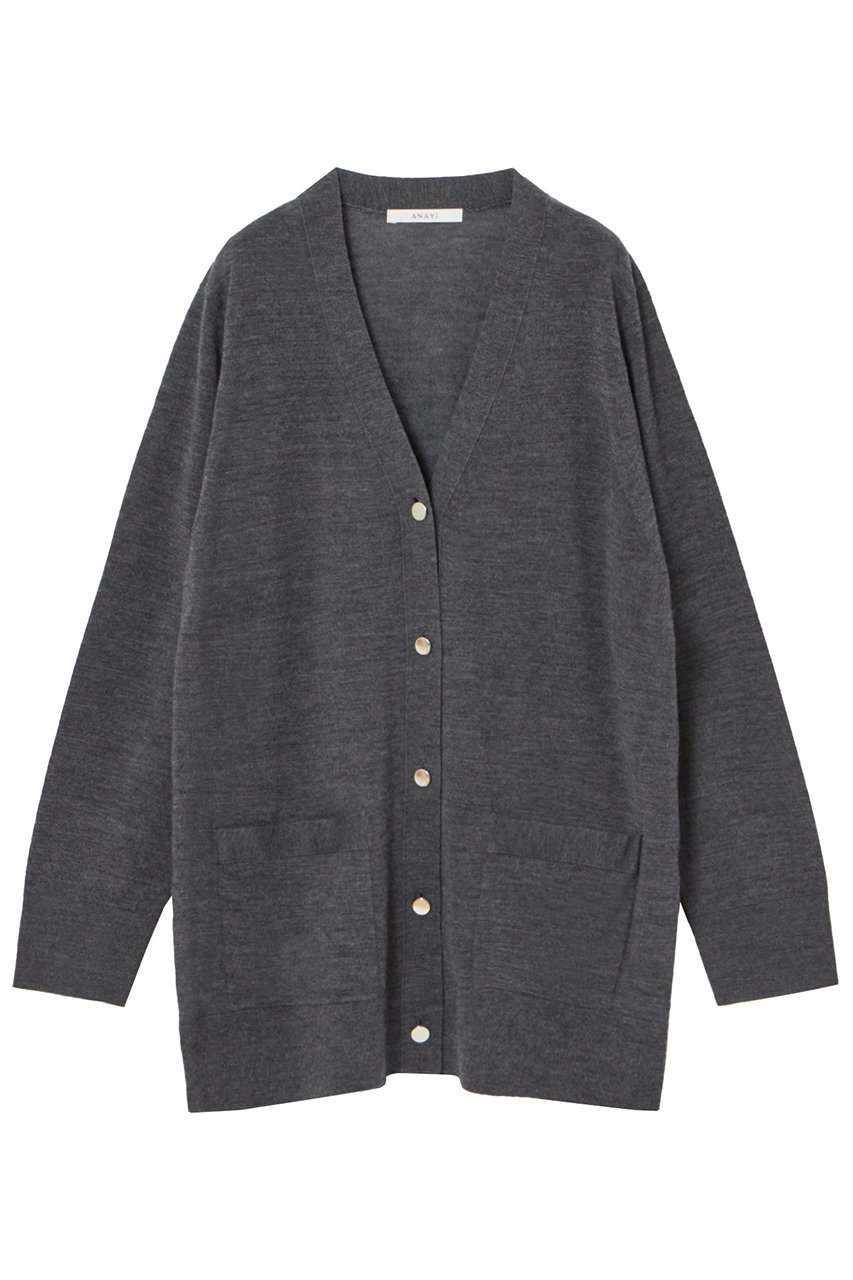 【アナイ/ANAYI】のエキストラメリノVネック カーディガン インテリア・キッズ・メンズ・レディースファッション・服の通販 founy(ファニー) 　ファッション　Fashion　レディースファッション　Fashion for Women　トップス・カットソー　Cut & Sew Tops　ニット　Knit Tops & Sweaters　カーディガン・羽織り　Layered Style Cardigans　Vネックトップス　V-Neck Tops / V-Cut Neckline Shirts　アンサンブル　Ensemble Set　エレガント 上品　Elegant　カーディガン　Cardigan, Knitwear　ジャケット　Jacket, Outerwear　メタル　Metal, Metal Parts　ロング　Long, Long-Length　夏　Summer　春　Spring　秋　Autumn　チャコールグレー|ID: prp329100004608983 ipo3291000000032957509