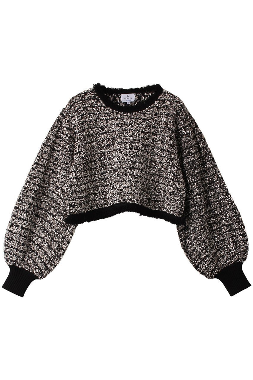 【ランバン オン ブルー/LANVIN en Bleu】のクロップドツイードニット インテリア・キッズ・メンズ・レディースファッション・服の通販 founy(ファニー) 　ファッション　Fashion　レディースファッション　Fashion for Women　トップス・カットソー　Cut & Sew Tops　ニット　Knit Tops & Sweaters　カジュアルプルオーバー・ニットトップス　Pullovers & Knit Tops / Casual Pullovers　クラシカル　Classical, Vintage-Inspired　クロップド　Cropped, Short Length　スペシャル　Special, Limited Edition　ツイード　Twill, Twill Weave　バランス　Balance, Style Balance　ミックス　Mix, Mixed Style　ランダム　Random, Irregular　ブラック|ID: prp329100004608988 ipo3291000000032958056