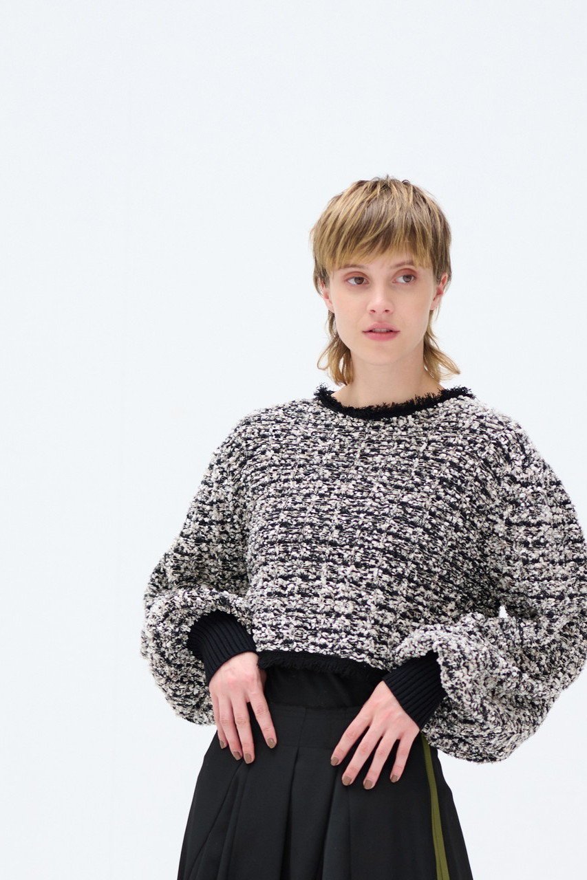 【ランバン オン ブルー/LANVIN en Bleu】のクロップドツイードニット 人気、トレンドファッション・服の通販 founy(ファニー) 　ファッション　Fashion　レディースファッション　Fashion for Women　トップス・カットソー　Cut & Sew Tops　ニット　Knit Tops & Sweaters　カジュアルプルオーバー・ニットトップス　Pullovers & Knit Tops / Casual Pullovers　クラシカル　Classical, Vintage-Inspired　クロップド　Cropped, Short Length　スペシャル　Special, Limited Edition　ツイード　Twill, Twill Weave　バランス　Balance, Style Balance　ミックス　Mix, Mixed Style　ランダム　Random, Irregular　other-8|ID: prp329100004608988 ipo3291000000032958080
