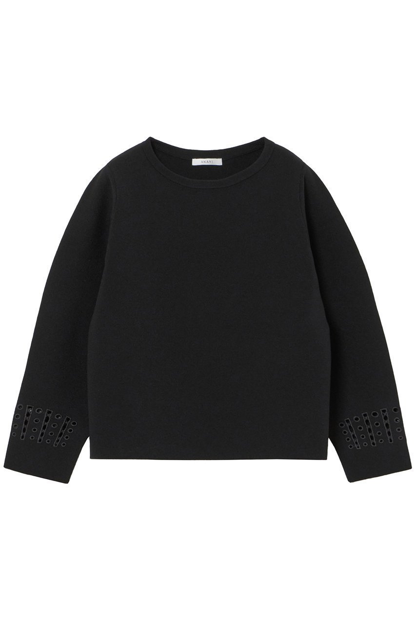 【アナイ/ANAYI】のドットカットワークショートプルオーバー インテリア・キッズ・メンズ・レディースファッション・服の通販 founy(ファニー) 　ファッション　Fashion　レディースファッション　Fashion for Women　トップス・カットソー　Cut & Sew Tops　ニット　Knit Tops & Sweaters　カジュアルプルオーバー・ニットトップス　Pullovers & Knit Tops / Casual Pullovers　おすすめ　Recommended / Our Picks　なめらか　Smooth, Silky Texture　ショート　Short, Short Length　シルク　Silk, 100% Silk　シンプル　Simple, Minimal　ストレッチ　Stretch, Stretchy Fabric　スペシャル　Special, Limited Edition　ドット　Polka Dot, Dot Pattern　パターン　Pattern, Design Print　モダン　Modern, Contemporary　ワーク　Workwear, Utility Style　ブラック|ID: prp329100004608993 ipo3291000000032958145