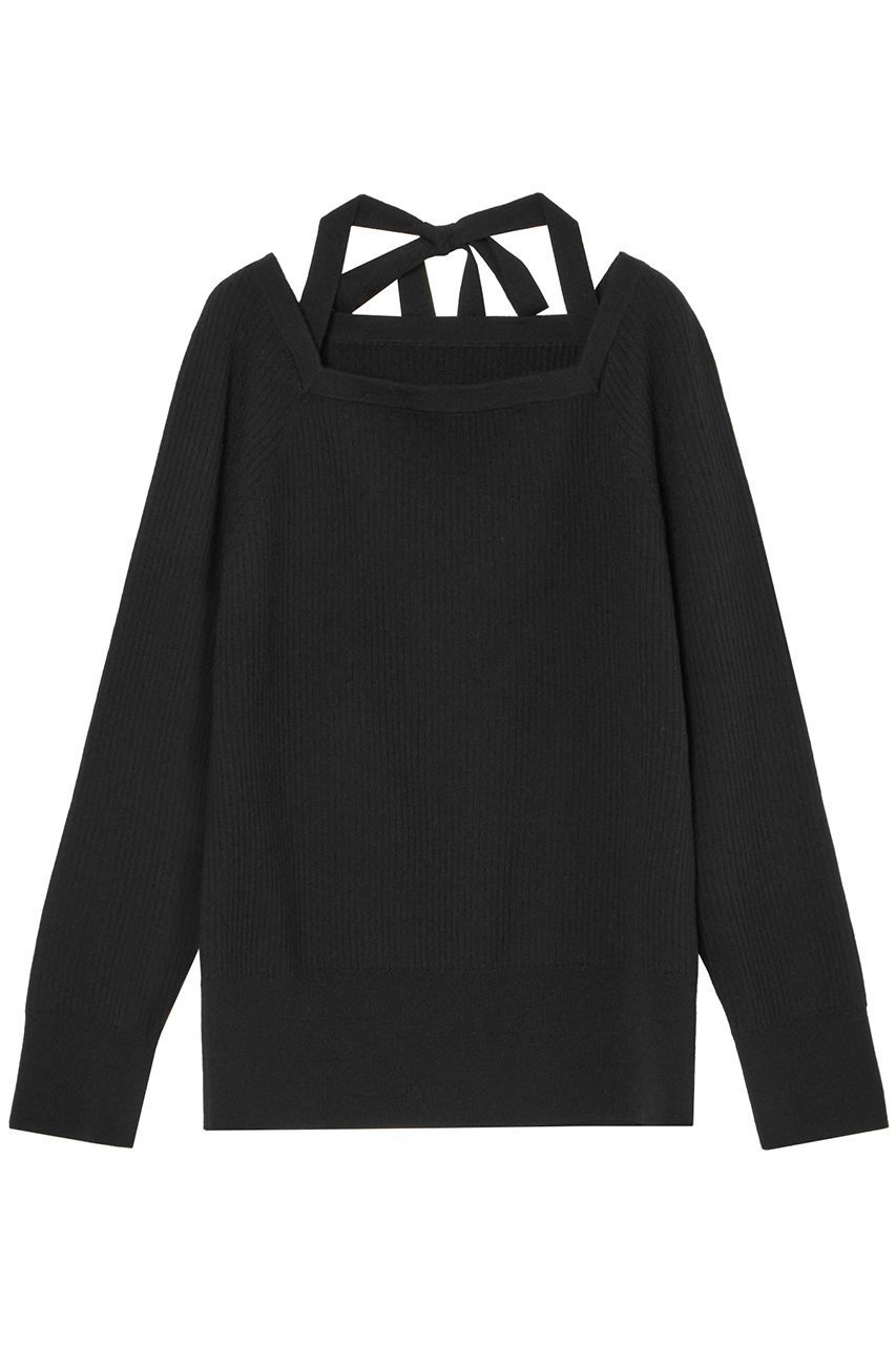 【アナイ/ANAYI】のホルターリボンプルオーバー インテリア・キッズ・メンズ・レディースファッション・服の通販 founy(ファニー) 　ファッション　Fashion　レディースファッション　Fashion for Women　トップス・カットソー　Cut & Sew Tops　ニット　Knit Tops & Sweaters　カジュアルプルオーバー・ニットトップス　Pullovers & Knit Tops / Casual Pullovers　なめらか　Smooth, Silky Texture　シンプル　Simple, Minimal　スクエア　Square, Square Shape　リブニット　Rib Knit, Ribbed Knit　リボン　Ribbon, Bow　ロング　Long, Long-Length　ブラック|ID: prp329100004608995 ipo3291000000032958171