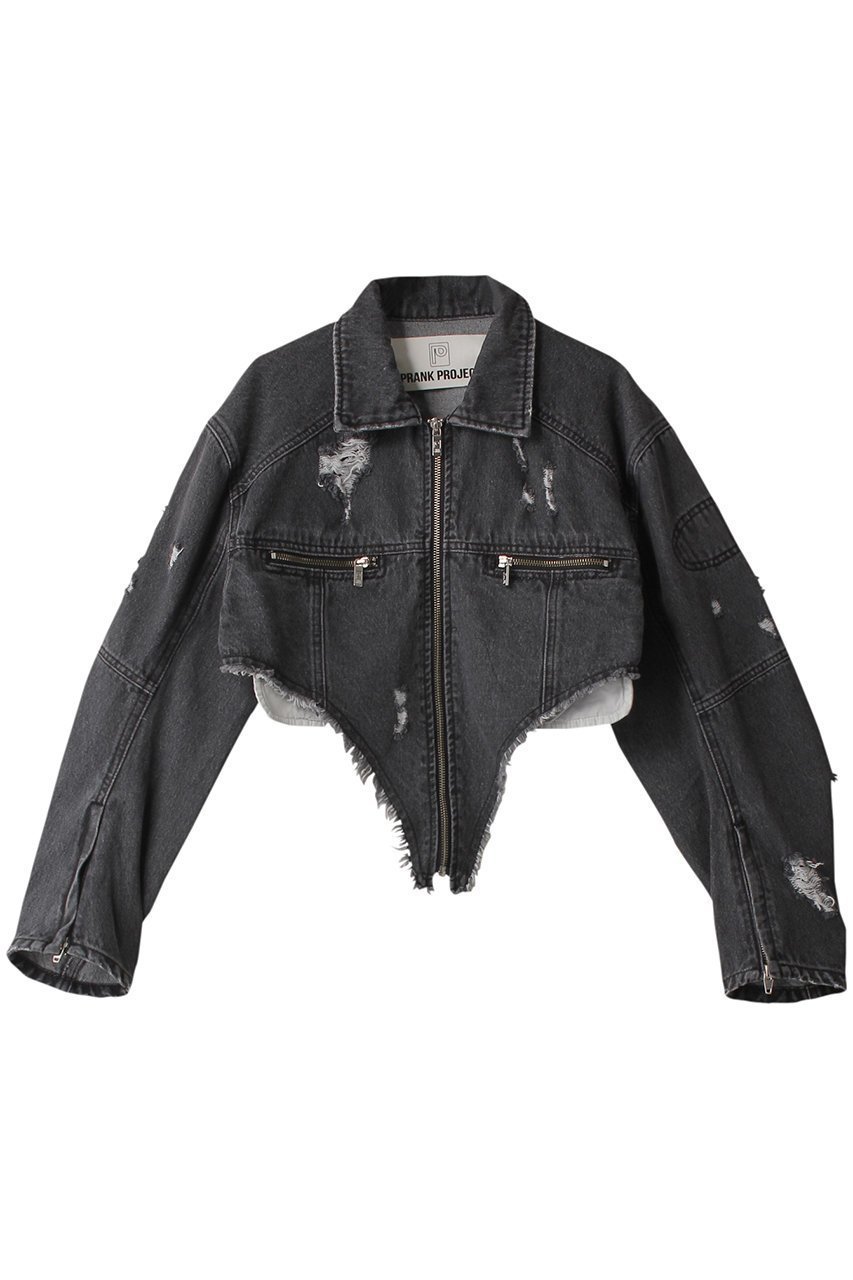 【プランク プロジェクト/PRANK PROJECT】のデニムカッティングショートブルゾン / Denim Cutting Short Blouson インテリア・キッズ・メンズ・レディースファッション・服の通販 founy(ファニー) 　ファッション　Fashion　レディースファッション　Fashion for Women　アウター　Coat / Outerwear Collection　レディースジャケット・軽アウター　Jackets　ブルゾンジャケット・スポーティアウター　Blouson Jackets　おすすめ　Recommended / Our Picks　インナー　Innerwear　カッティング　Cutting Detail　ジャケット　Jacket, Outerwear　デニム　Denim, Jeans Material　ビンテージ　Vintage, Retro Style　ブルゾン　Blouson, Bomber Jacket　ベスト　Vest, Waistcoat　軽量　Lightweight, Ultra Light　BLK(ブラック)|ID: prp329100004608998 ipo3291000000032958244