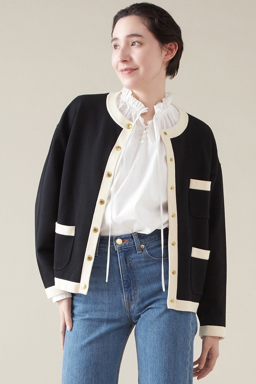 【マルティニーク/martinique】の【Traditional Weatherwear】ARKLEY KNIT バイカラーカーディガン インテリア・キッズ・メンズ・レディースファッション・服の通販 founy(ファニー) 　ファッション　Fashion　レディースファッション　Fashion for Women　トップス・カットソー　Cut & Sew Tops　ニット　Knit Tops & Sweaters　カーディガン・羽織り　Layered Style Cardigans　カーディガン　Cardigan, Knitwear　キルティング　Quilted, Quilting　ドット　Polka Dot, Dot Pattern　ベーシック　Basic, Essential　エレガント 上品　Elegant　ブラック|ID: prp329100004609004 ipo3291000000032958332