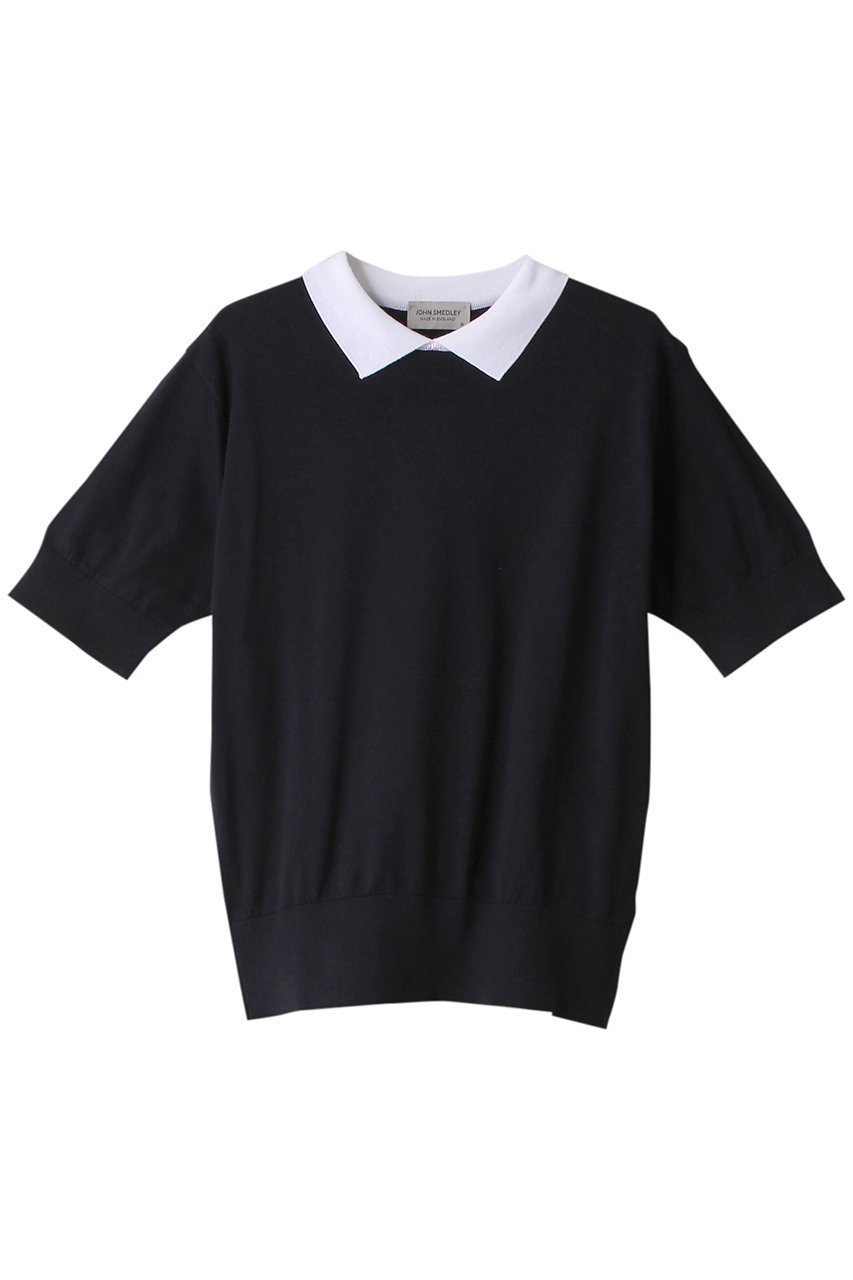 【マルティニーク/martinique】の【JOHN SMEDLEY】半袖クレリックポロシャツ インテリア・キッズ・メンズ・レディースファッション・服の通販 founy(ファニー) 　ファッション　Fashion　レディースファッション　Fashion for Women　トップス・カットソー　Cut & Sew Tops　ニット　Knit Tops & Sweaters　シャツ・ブラウス・オフィスカジュアル　Elegant Blouses & Button-Ups　ポロシャツ・きれいめカジュアル　Smart-Casual Polo Tops　カジュアルプルオーバー・ニットトップス　Pullovers & Knit Tops / Casual Pullovers　インナー　Innerwear　コンパクト　Compact, Small Size　シアー　Sheer, See-Through　シンプル　Simple, Minimal　半袖　Short Sleeve, Half Sleeve　ネイビー|ID: prp329100004609005 ipo3291000000032958361