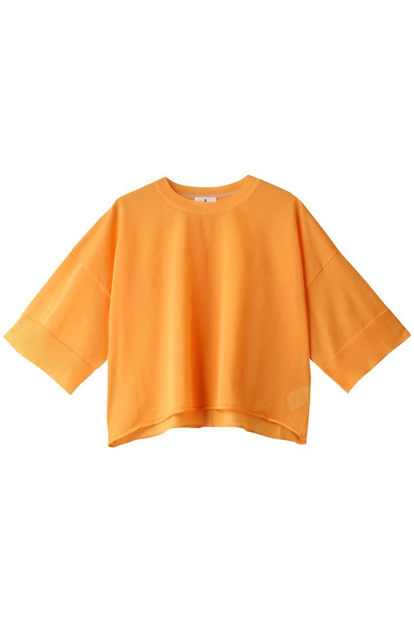 【ランバン オン ブルー/LANVIN en Bleu】のワイドクロップドニット インテリア・キッズ・メンズ・レディースファッション・服の通販 founy(ファニー) 　ファッション　Fashion　レディースファッション　Fashion for Women　トップス・カットソー　Cut & Sew Tops　ニット　Knit Tops & Sweaters　カジュアルプルオーバー・ニットトップス　Pullovers & Knit Tops / Casual Pullovers　夏　Summer　オレンジ|ID: prp329100004609009 ipo3291000000032958538