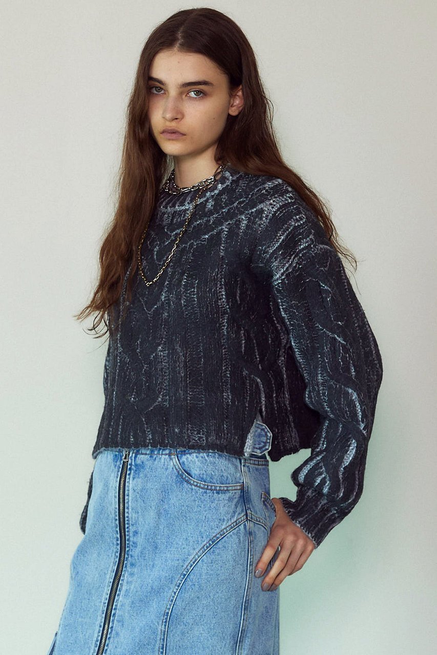 【プランク プロジェクト/PRANK PROJECT】のケーブルベイントニットプルオーバー / Cable Painted Knit Pullover 人気、トレンドファッション・服の通販 founy(ファニー) 　ファッション　Fashion　レディースファッション　Fashion for Women　トップス・カットソー　Cut & Sew Tops　ニット　Knit Tops & Sweaters　カジュアルプルオーバー・ニットトップス　Pullovers & Knit Tops / Casual Pullovers　ウォーム　Warm Fabric　クロップド　Cropped, Short Length　ボトム　Bottoms, Lower Wear　other-7|ID: prp329100004609013 ipo3291000000032958677