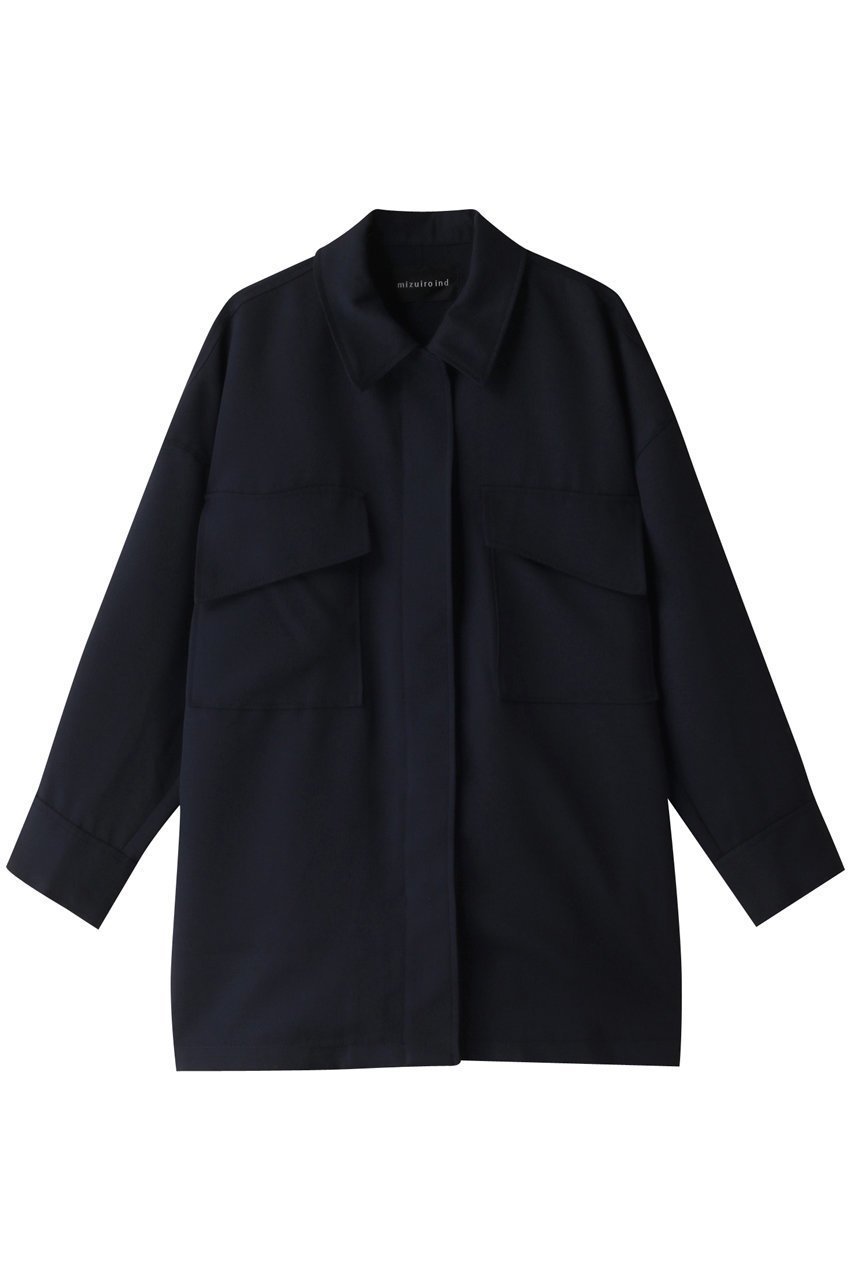 【ミズイロ インド/mizuiro ind】のwork wide shirt JK ジャケット インテリア・キッズ・メンズ・レディースファッション・服の通販 founy(ファニー) 　ファッション　Fashion　レディースファッション　Fashion for Women　アウター　Coat / Outerwear Collection　レディースジャケット・軽アウター　Jackets　ジャケット　Jacket, Outerwear　フレア　Flare, Flared　フロント　Front, Front Design　ボトム　Bottoms, Lower Wear　ポケット　Pocket, Pocket Detail　羽織　Haori, Light Jacket　navy|ID: prp329100004609018 ipo3291000000035552181