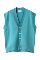 【ヒューエルミュージアム/hueLe Museum】の【STUMBLY】Painted Metal Button Gilet 人気、トレンドファッション・服の通販 founy(ファニー) ファッション Fashion レディースファッション Fashion for Women トップス・カットソー Cut & Sew Tops ニット Knit Tops & Sweaters カーディガン・羽織り Layered Style Cardigans ベスト&ジレ / 重ね着スタイル Vests & Gilets カーディガン Cardigan, Knitwear シンプル Simple, Minimal デニム Denim, Jeans Material メタル Metal, Metal Parts リラックス Relax, Relaxed Fit thumbnail グリーン|ID: prp329100004609020 ipo3291000000035655683