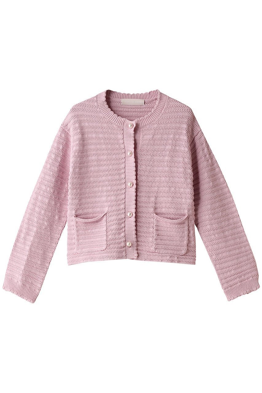 【マリリンムーン/MARILYN MOON】のクロシェボーダーパールカーディガンジャケット インテリア・キッズ・メンズ・レディースファッション・服の通販 founy(ファニー) 　ファッション　Fashion　レディースファッション　Fashion for Women　アウター　Coat / Outerwear Collection　カーディガン　Cardigan, Knitwear　ジャケット　Jacket, Outerwear　パール　Pearl, Pearl Accent　フェミニン　Feminine, Girly　ボーダー　Border, Stripe　夏　Summer　春　Spring　S/S・春夏　SS, Spring/Summer, Warm Season　ピンク|ID: prp329100004609036 ipo3291000000032959444