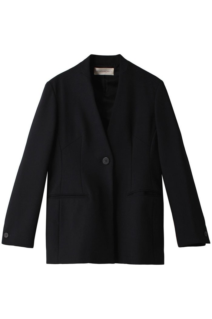 【デザイン ワークス/DESIGN WORKS】のダブルフェイスノーカラージャケット インテリア・キッズ・メンズ・レディースファッション・服の通販 founy(ファニー) https://founy.com/ ファッション Fashion レディースファッション Fashion for Women アウター Coat / Outerwear Collection レディースジャケット・軽アウター Jackets ノーカラージャケット / シンプル上品コーデ Collarless Jackets ジャケット Jacket, Outerwear ダブル Double, Double-Breasted トレンド Trend, Trending Now フェイス Face, Facial Design エレガント 上品 Elegant |ID: prp329100004609043 ipo3291000000032959710
