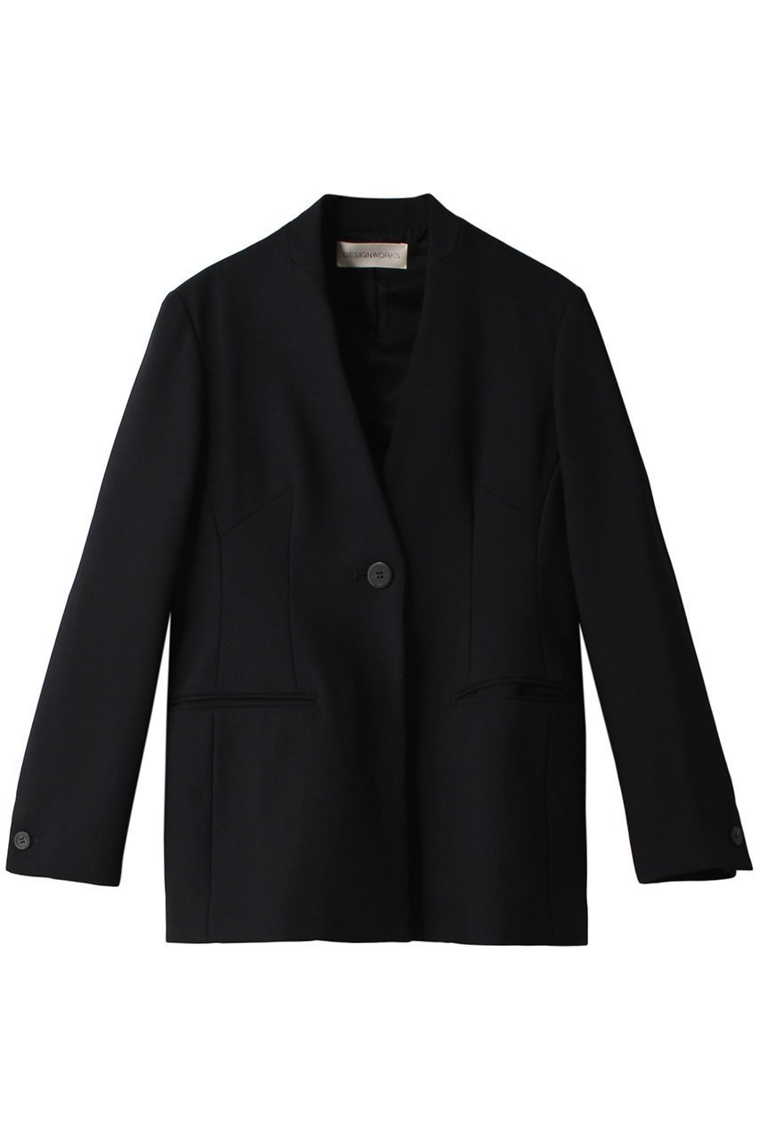 【デザイン ワークス/DESIGN WORKS】のダブルフェイスノーカラージャケット 人気、トレンドファッション・服の通販 founy(ファニー) 　ファッション　Fashion　レディースファッション　Fashion for Women　アウター　Coat / Outerwear Collection　レディースジャケット・軽アウター　Jackets　ノーカラージャケット / シンプル上品コーデ　Collarless Jackets　ジャケット　Jacket, Outerwear　ダブル　Double, Double-Breasted　トレンド　Trend, Trending Now　フェイス　Face, Facial Design　エレガント 上品　Elegant　 other-1|ID: prp329100004609043 ipo3291000000032959710