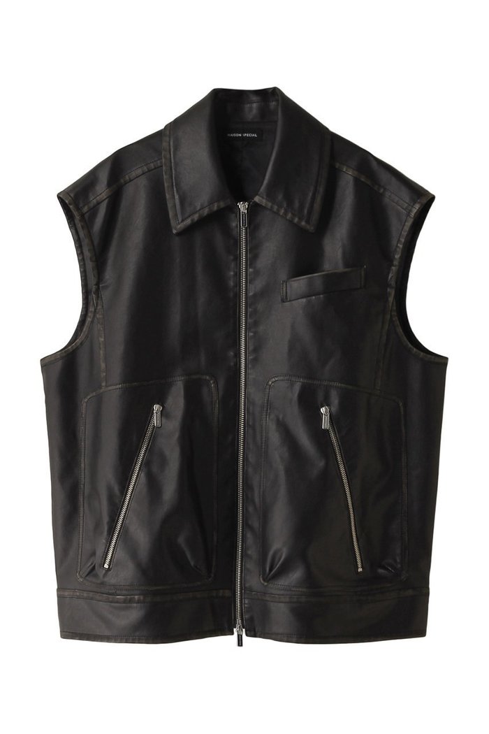 【メゾンスペシャル/MAISON SPECIAL】のWashed faux Leather Vest/ウォッシュドフェイクレザーベスト インテリア・キッズ・メンズ・レディースファッション・服の通販 founy(ファニー) https://founy.com/ ファッション Fashion レディースファッション Fashion for Women アウター Coat / Outerwear Collection レディースジャケット・軽アウター Jackets ジャケット Jacket, Outerwear トレンド Trend, Trending Now フェイクレザー Faux Leather, PU Leather ベスト Vest, Waistcoat リアル Real, Realistic |ID: prp329100004609078 ipo3291000000035637401