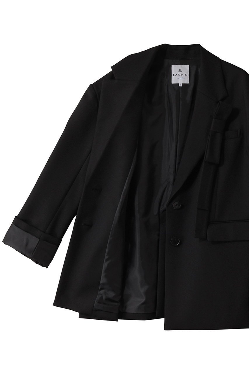 【ランバン オン ブルー/LANVIN en Bleu】のリボンブローチテーラードジャケット 人気、トレンドファッション・服の通販 founy(ファニー) 　ファッション　Fashion　レディースファッション　Fashion for Women　アウター　Coat / Outerwear Collection　レディースジャケット・軽アウター　Jackets　テーラードジャケット / 通勤・きれいめスタイル　Tailored Jackets & Blazers　おすすめ　Recommended / Our Picks　ジャケット　Jacket, Outerwear　セットアップ　Set-Up, Coordinated Outfit　ダブル　Double, Double-Breasted　フェミニン　Feminine, Girly　ブローチ　Brooch, Pin Brooch　リボン　Ribbon, Bow　other-6|ID: prp329100004609123 ipo3291000000034825866
