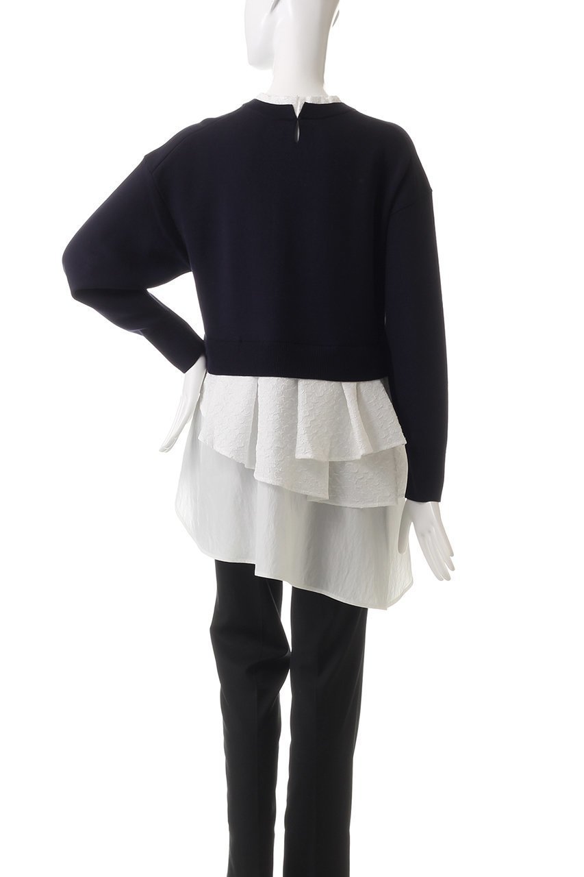 【ランバン オン ブルー/LANVIN en Bleu】のアシンメヘムコンビニット 人気、トレンドファッション・服の通販 founy(ファニー) 　ファッション　Fashion　レディースファッション　Fashion for Women　トップス・カットソー　Cut & Sew Tops　ニット　Knit Tops & Sweaters　カジュアルプルオーバー・ニットトップス　Pullovers & Knit Tops / Casual Pullovers　アシンメトリー　Asymmetrical Style　コンビ　Combo, Combination Style　スリーブ　Sleeve, Long Sleeve / Short Sleeve　フェミニン　Feminine, Girly　フリル　Frill, Ruffle　ヘムライン　Hemline, Bottom Cut　ロング　Long, Long-Length　other-4|ID: prp329100004609127 ipo3291000000032962896