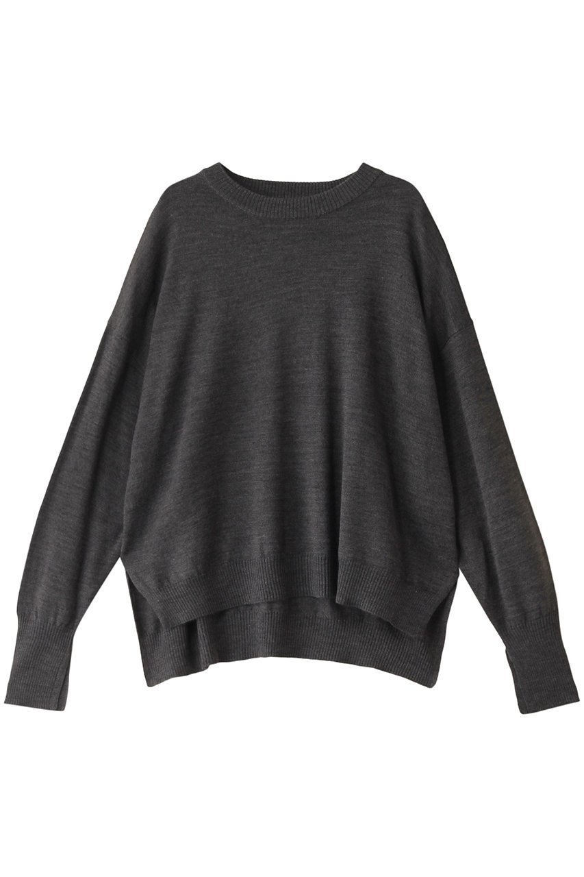 【ミディウミソリッド/MIDIUMISOLID】のslit slv basic PO プルオーバー インテリア・キッズ・メンズ・レディースファッション・服の通販 founy(ファニー) 　ファッション　Fashion　レディースファッション　Fashion for Women　トップス・カットソー　Cut & Sew Tops　ニット　Knit Tops & Sweaters　カジュアルプルオーバー・ニットトップス　Pullovers & Knit Tops / Casual Pullovers　シアー　Sheer, See-Through　スリット　Slit, Slit Detail　ベーシック　Basic, Essential　gray|ID: prp329100004609132 ipo3291000000032963049