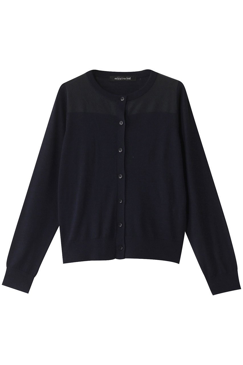 【ミズイロ インド/mizuiro ind】のsheer york C/D カーディガン インテリア・キッズ・メンズ・レディースファッション・服の通販 founy(ファニー) 　ファッション　Fashion　レディースファッション　Fashion for Women　トップス・カットソー　Cut & Sew Tops　ニット　Knit Tops & Sweaters　カーディガン・羽織り　Layered Style Cardigans　おすすめ　Recommended / Our Picks　カーディガン　Cardigan, Knitwear　コンパクト　Compact, Small Size　シアー　Sheer, See-Through　シンプル　Simple, Minimal　ヨーク　Yoke, Yoke Design　navy|ID: prp329100004609136 ipo3291000000032963505