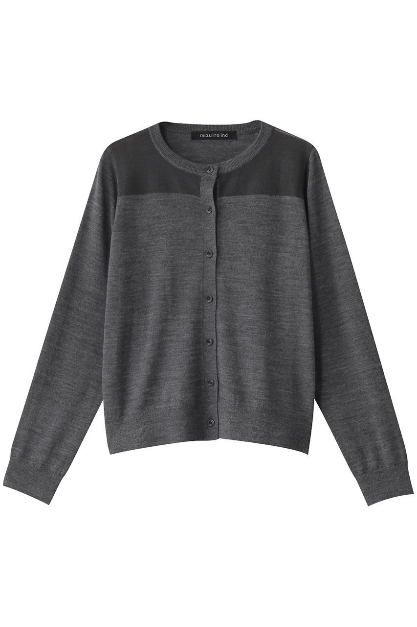 【ミズイロ インド/mizuiro ind】のsheer york C/D カーディガン インテリア・キッズ・メンズ・レディースファッション・服の通販 founy(ファニー) 　ファッション　Fashion　レディースファッション　Fashion for Women　トップス・カットソー　Cut & Sew Tops　ニット　Knit Tops & Sweaters　カーディガン・羽織り　Layered Style Cardigans　おすすめ　Recommended / Our Picks　カーディガン　Cardigan, Knitwear　コンパクト　Compact, Small Size　シアー　Sheer, See-Through　シンプル　Simple, Minimal　ヨーク　Yoke, Yoke Design　gray|ID: prp329100004609136 ipo3291000000032963509