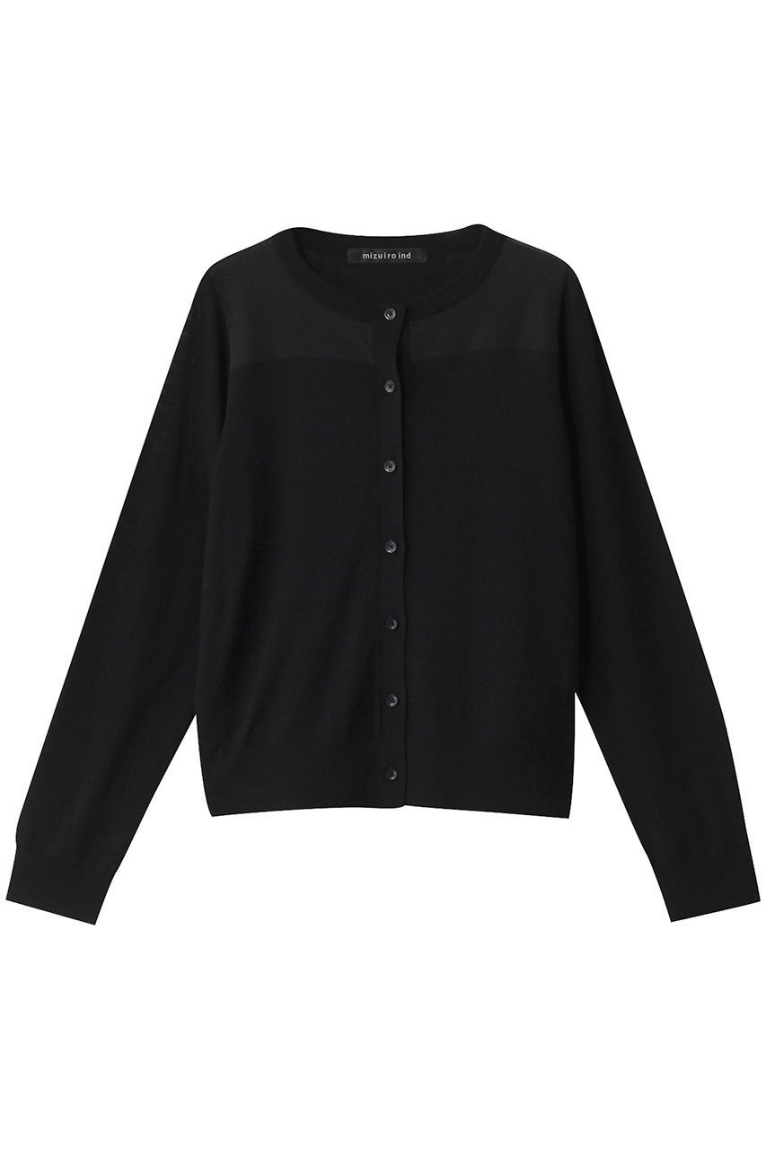 【ミズイロ インド/mizuiro ind】のsheer york C/D カーディガン インテリア・キッズ・メンズ・レディースファッション・服の通販 founy(ファニー) 　ファッション　Fashion　レディースファッション　Fashion for Women　トップス・カットソー　Cut & Sew Tops　ニット　Knit Tops & Sweaters　カーディガン・羽織り　Layered Style Cardigans　おすすめ　Recommended / Our Picks　カーディガン　Cardigan, Knitwear　コンパクト　Compact, Small Size　シアー　Sheer, See-Through　シンプル　Simple, Minimal　ヨーク　Yoke, Yoke Design　black|ID: prp329100004609136 ipo3291000000032963513