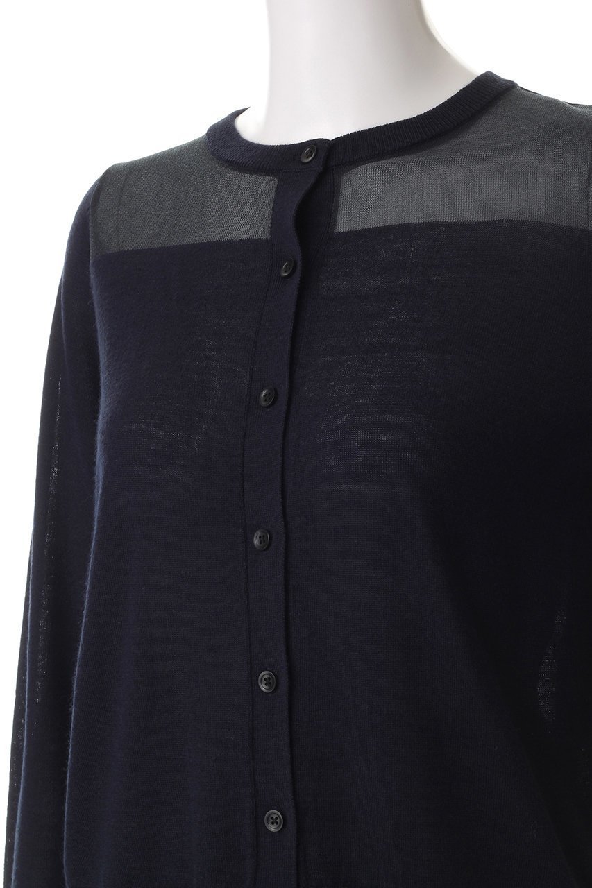 【ミズイロ インド/mizuiro ind】のsheer york C/D カーディガン 人気、トレンドファッション・服の通販 founy(ファニー) 　ファッション　Fashion　レディースファッション　Fashion for Women　トップス・カットソー　Cut & Sew Tops　ニット　Knit Tops & Sweaters　カーディガン・羽織り　Layered Style Cardigans　おすすめ　Recommended / Our Picks　カーディガン　Cardigan, Knitwear　コンパクト　Compact, Small Size　シアー　Sheer, See-Through　シンプル　Simple, Minimal　ヨーク　Yoke, Yoke Design　再入荷　Restock / Back in Stock　other-5|ID: prp329100004609136 ipo3291000000034806063