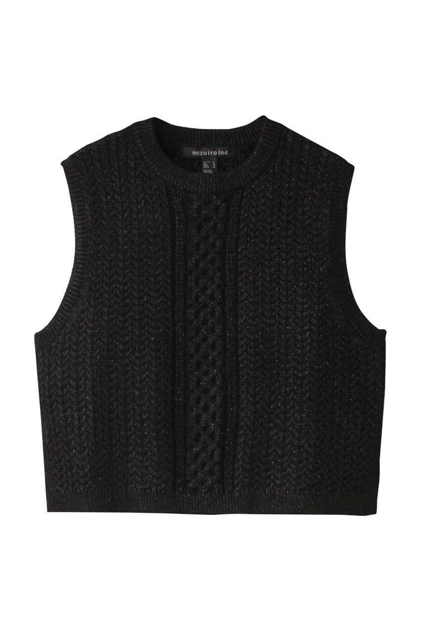 【ミズイロ インド/mizuiro ind】のmetallic yarn cable vest ベスト インテリア・キッズ・メンズ・レディースファッション・服の通販 founy(ファニー) 　ファッション　Fashion　レディースファッション　Fashion for Women　トップス・カットソー　Cut & Sew Tops　ニット　Knit Tops & Sweaters　ベスト&ジレ / 重ね着スタイル　Vests & Gilets　カジュアルプルオーバー・ニットトップス　Pullovers & Knit Tops / Casual Pullovers　インナー　Innerwear　ジャケット　Jacket, Outerwear　スタイリッシュ　Stylish, Fashionable　スリット　Slit, Slit Detail　ベスト　Vest, Waistcoat　ベーシック　Basic, Essential　メタリック　Metallic, Shiny Finish　A/W・秋冬　Autumn/Winter　black|ID: prp329100004609153 ipo3291000000032965471