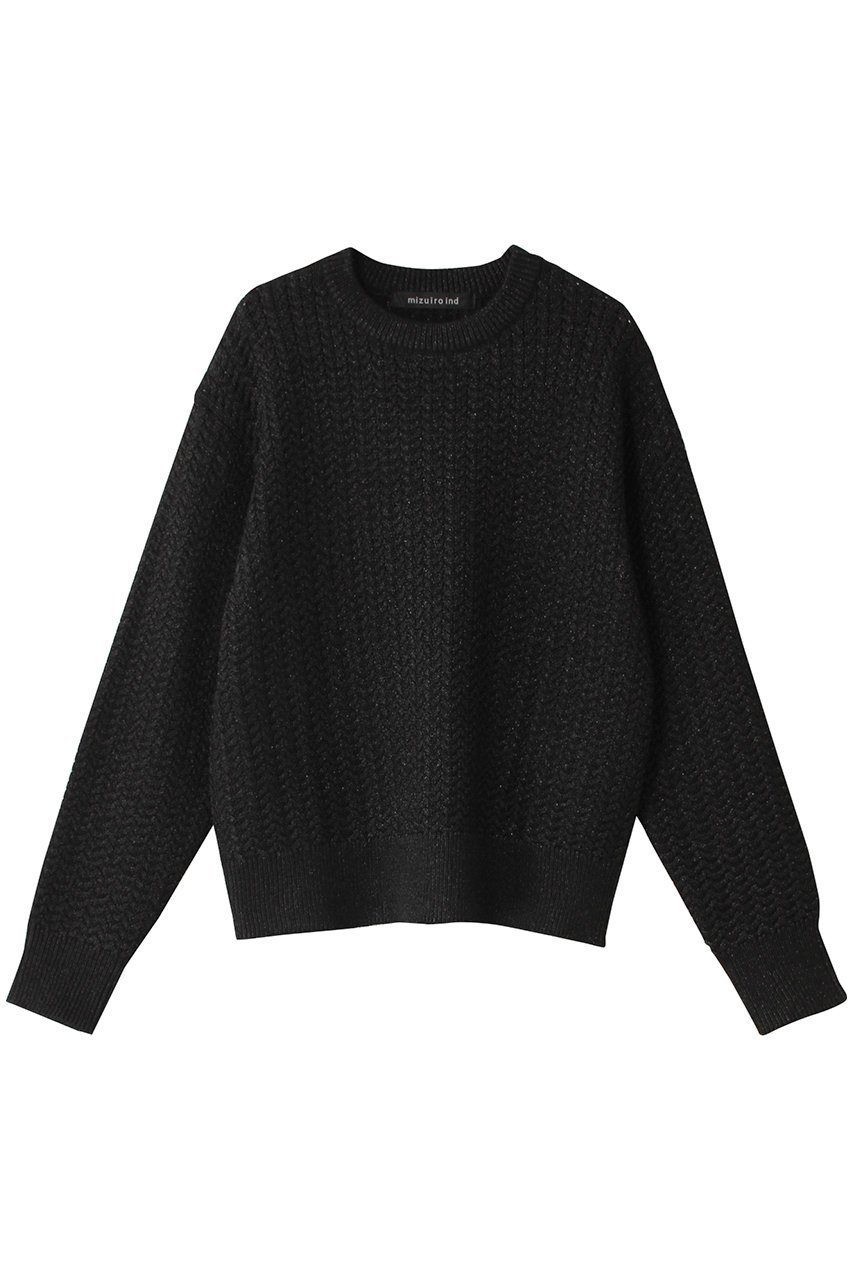 【ミズイロ インド/mizuiro ind】のmetallic yarn cable P/O プルオーバー インテリア・キッズ・メンズ・レディースファッション・服の通販 founy(ファニー) 　ファッション　Fashion　レディースファッション　Fashion for Women　トップス・カットソー　Cut & Sew Tops　ニット　Knit Tops & Sweaters　カジュアルプルオーバー・ニットトップス　Pullovers & Knit Tops / Casual Pullovers　シンプル　Simple, Minimal　スタイリッシュ　Stylish, Fashionable　ベーシック　Basic, Essential　メタリック　Metallic, Shiny Finish　A/W・秋冬　Autumn/Winter　black|ID: prp329100004609154 ipo3291000000032965494