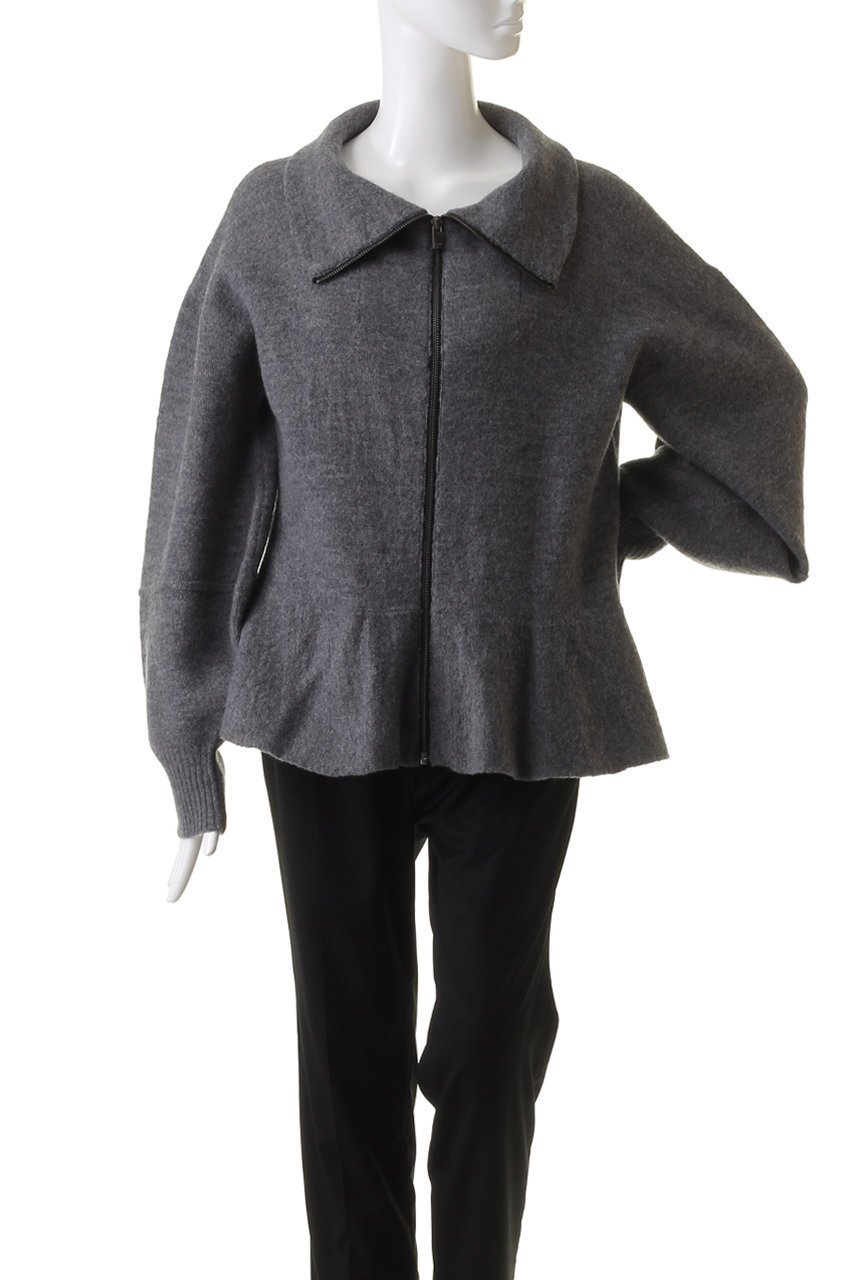 【エズミ/EZUMi】のジップアップ ペプラム ニット 人気、トレンドファッション・服の通販 founy(ファニー) 　ファッション　Fashion　レディースファッション　Fashion for Women　トップス・カットソー　Cut & Sew Tops　ニット　Knit Tops & Sweaters　カーディガン・羽織り　Layered Style Cardigans　カーディガン　Cardigan, Knitwear　ジップ　Zip, Zipper　ジップアップ　Zip-Up, Full Zip　スリーブ　Sleeve, Long Sleeve / Short Sleeve　ハイネック　High Neck, Mock Neck　バルーン　Balloon, Balloon Silhouette　フェミニン　Feminine, Girly　フェルト　Felt, Felt Fabric　フォルム　Silhouette, Form　ペプラム　Peplum, Flared Hem　モダン　Modern, Contemporary　other-2|ID: prp329100004609162 ipo3291000000032965784