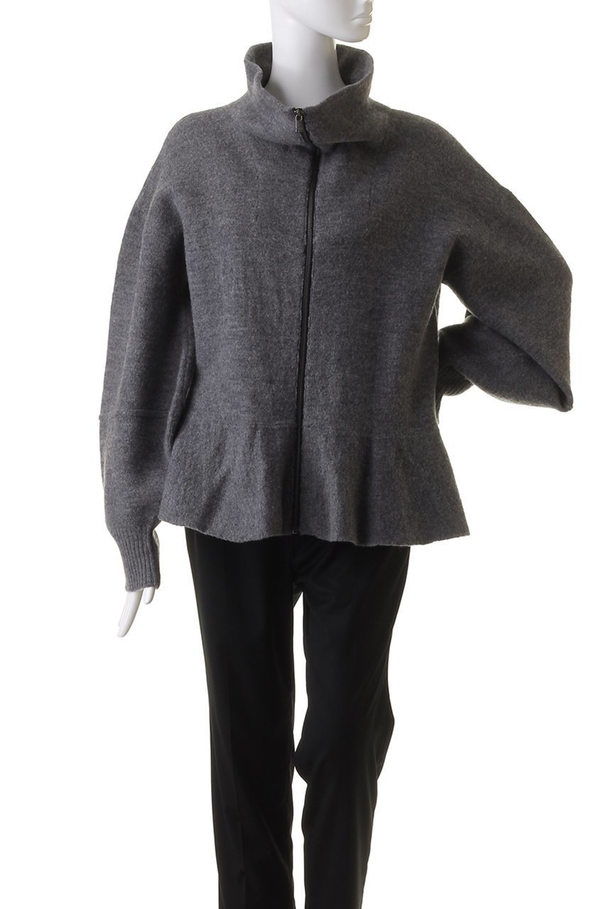 【エズミ/EZUMi】のジップアップ ペプラム ニット 人気、トレンドファッション・服の通販 founy(ファニー) 　ファッション　Fashion　レディースファッション　Fashion for Women　トップス・カットソー　Cut & Sew Tops　ニット　Knit Tops & Sweaters　カーディガン・羽織り　Layered Style Cardigans　カーディガン　Cardigan, Knitwear　ジップ　Zip, Zipper　ジップアップ　Zip-Up, Full Zip　スリーブ　Sleeve, Long Sleeve / Short Sleeve　ハイネック　High Neck, Mock Neck　バルーン　Balloon, Balloon Silhouette　フェミニン　Feminine, Girly　フェルト　Felt, Felt Fabric　フォルム　Silhouette, Form　ペプラム　Peplum, Flared Hem　モダン　Modern, Contemporary　other-7|ID: prp329100004609162 ipo3291000000032965804