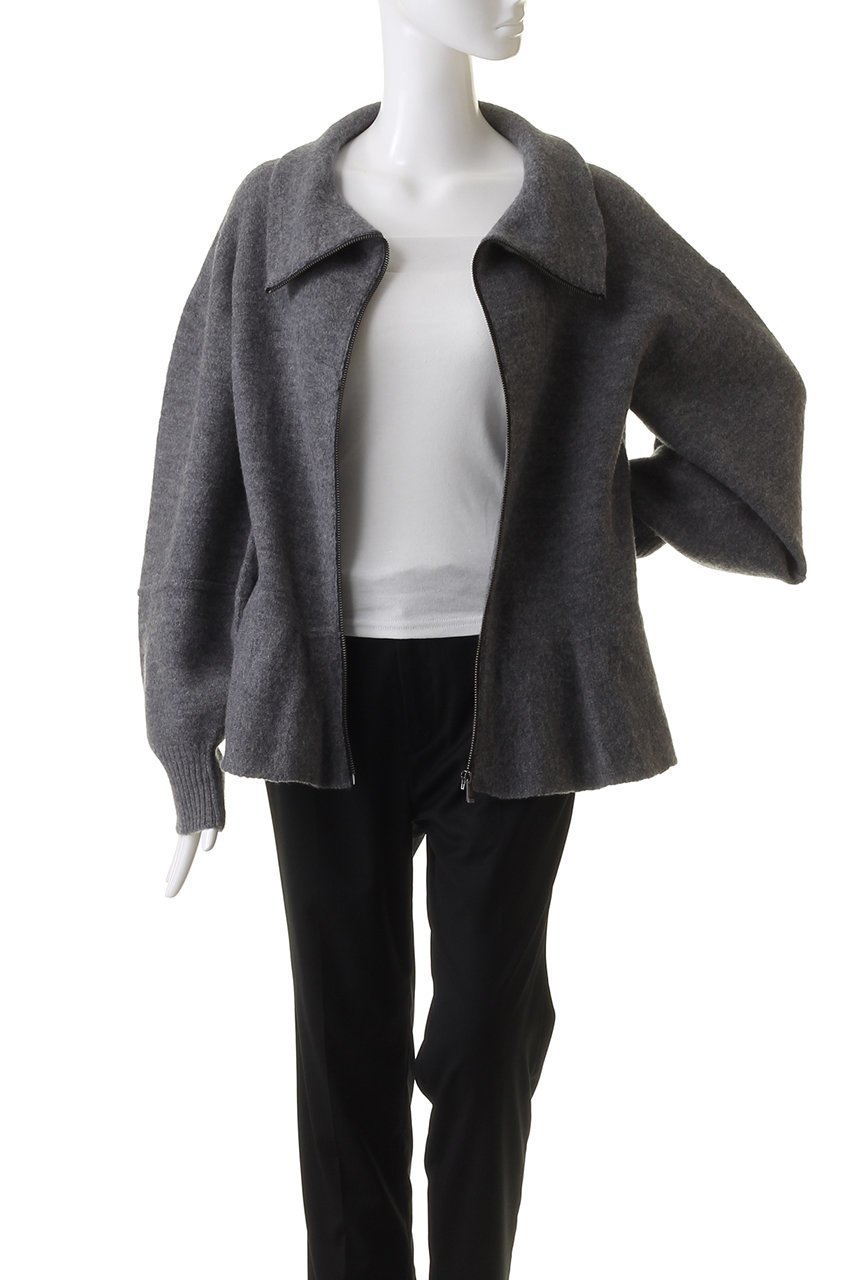 【エズミ/EZUMi】のジップアップ ペプラム ニット 人気、トレンドファッション・服の通販 founy(ファニー) 　ファッション　Fashion　レディースファッション　Fashion for Women　トップス・カットソー　Cut & Sew Tops　ニット　Knit Tops & Sweaters　カーディガン・羽織り　Layered Style Cardigans　カーディガン　Cardigan, Knitwear　ジップ　Zip, Zipper　ジップアップ　Zip-Up, Full Zip　スリーブ　Sleeve, Long Sleeve / Short Sleeve　ハイネック　High Neck, Mock Neck　バルーン　Balloon, Balloon Silhouette　フェミニン　Feminine, Girly　フェルト　Felt, Felt Fabric　フォルム　Silhouette, Form　ペプラム　Peplum, Flared Hem　モダン　Modern, Contemporary　other-8|ID: prp329100004609162 ipo3291000000032965807