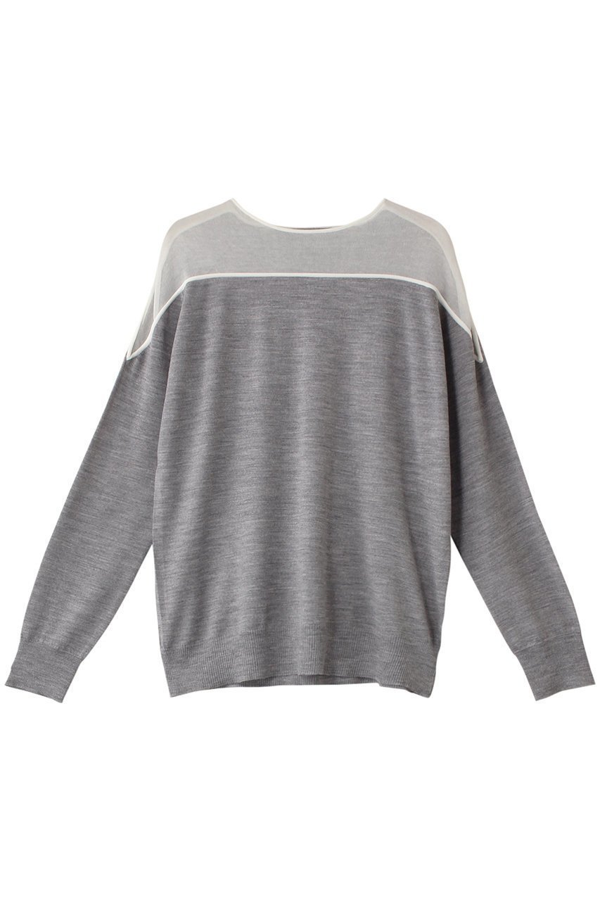 【ルームエイト/Room no.8】の【Room no.8 BLACK】デコルテ シースルー トップス インテリア・キッズ・メンズ・レディースファッション・服の通販 founy(ファニー) 　ファッション　Fashion　レディースファッション　Fashion for Women　トップス・カットソー　Cut & Sew Tops　ニット　Knit Tops & Sweaters　カジュアルプルオーバー・ニットトップス　Pullovers & Knit Tops / Casual Pullovers　シアー　Sheer, See-Through　シンプル　Simple, Minimal　デコルテ　Décolleté, Neckline　グレー / オフ|ID: prp329100004609164 ipo3291000000032965848