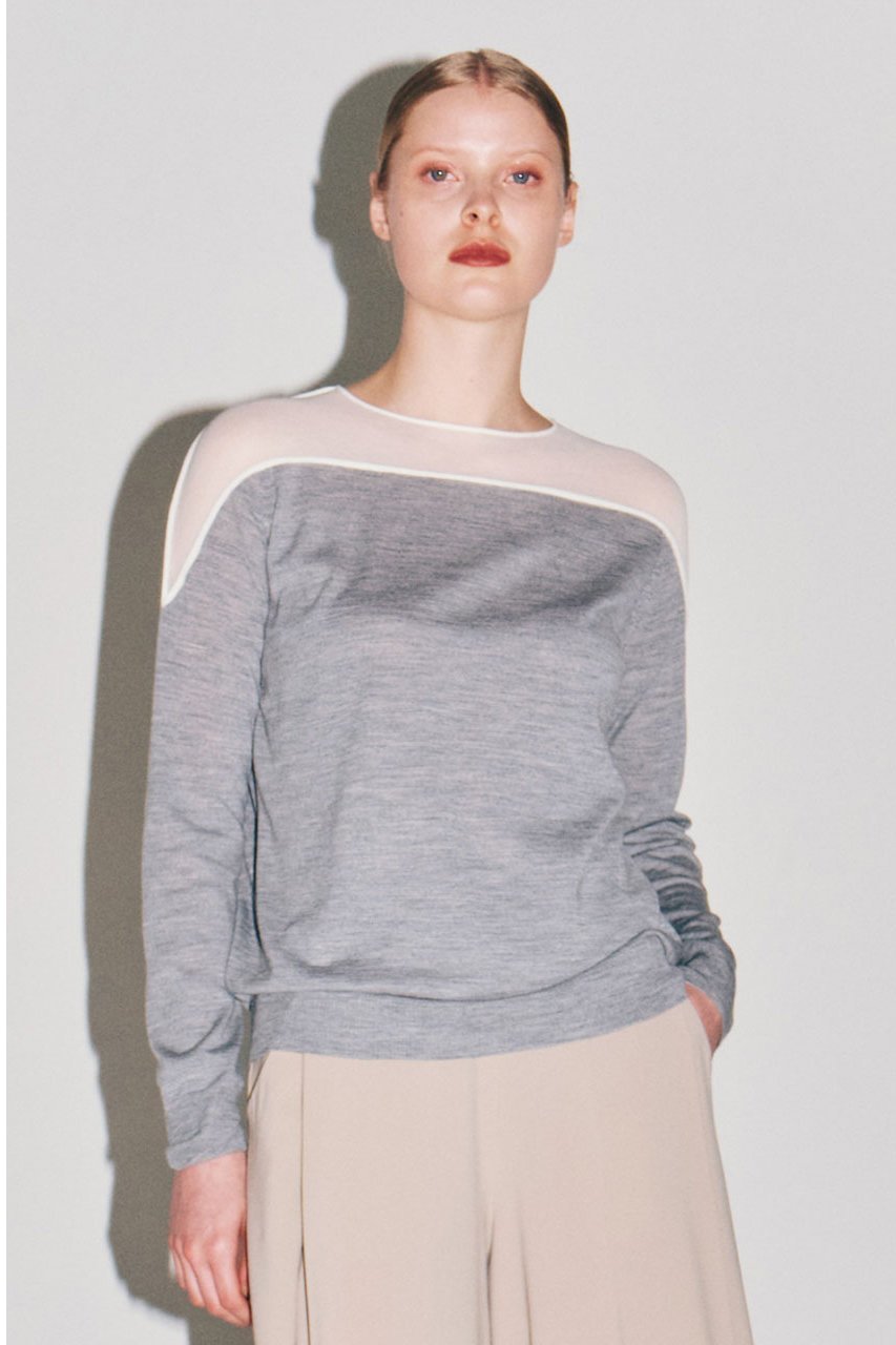 【ルームエイト/Room no.8】の【Room no.8 BLACK】デコルテ シースルー トップス 人気、トレンドファッション・服の通販 founy(ファニー) 　ファッション　Fashion　レディースファッション　Fashion for Women　トップス・カットソー　Cut & Sew Tops　ニット　Knit Tops & Sweaters　カジュアルプルオーバー・ニットトップス　Pullovers & Knit Tops / Casual Pullovers　シアー　Sheer, See-Through　シンプル　Simple, Minimal　デコルテ　Décolleté, Neckline　other-7|ID: prp329100004609164 ipo3291000000032965871