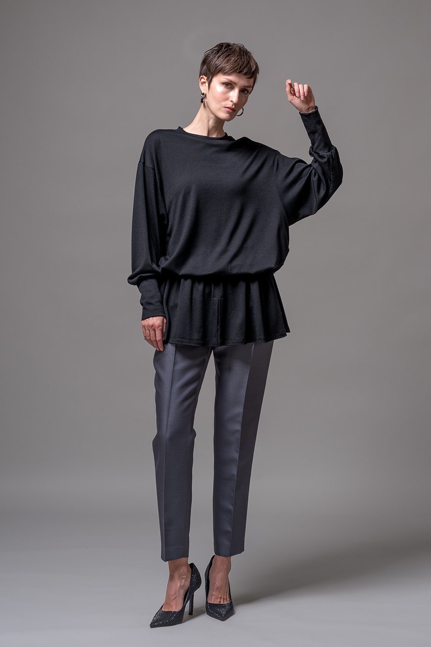 【ドメル/DOMELLE】のウールジャージー プルオーバー 人気、トレンドファッション・服の通販 founy(ファニー) 　ファッション　Fashion　レディースファッション　Fashion for Women　トップス・カットソー　Cut & Sew Tops　ニット　Knit Tops & Sweaters　カジュアルプルオーバー・ニットトップス　Pullovers & Knit Tops / Casual Pullovers　スリーブ　Sleeve, Long Sleeve / Short Sleeve　ブラウジング　Blouson Silhouette, Cinched Waist　ロング　Long, Long-Length　定番　Standard, Basic Item　other-6|ID: prp329100004609170 ipo3291000000032965975