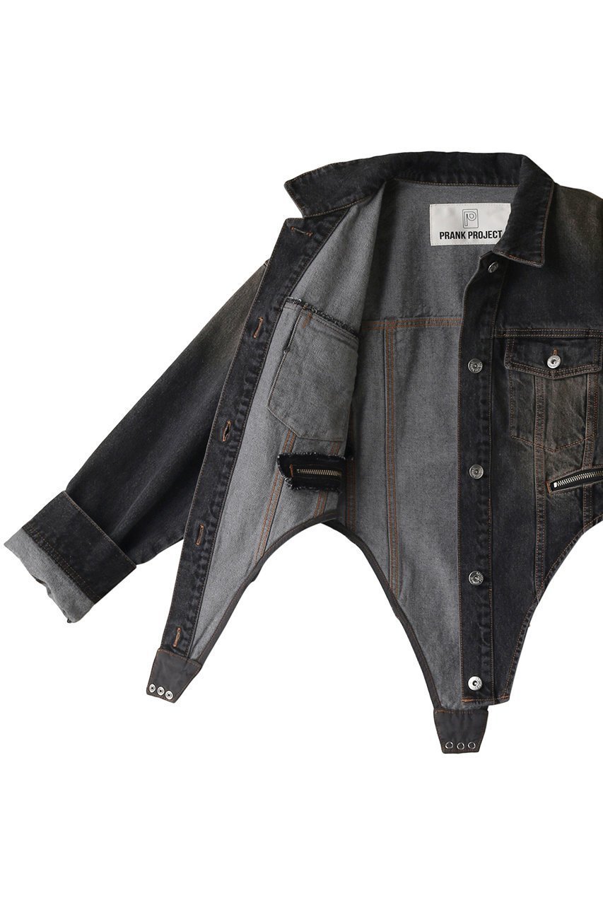 【プランク プロジェクト/PRANK PROJECT】のデニムジャケットロンパース / Denim Jacket Rompers 人気、トレンドファッション・服の通販 founy(ファニー) 　ファッション　Fashion　レディースファッション　Fashion for Women　アウター　Coat / Outerwear Collection　レディースジャケット・軽アウター　Jackets　デニムジャケット / カジュアルアウター　Denim Jackets　ジャケット　Jacket, Outerwear　デニム　Denim, Jeans Material　バランス　Balance, Style Balance　ビンテージ　Vintage, Retro Style　ランダム　Random, Irregular　ロンパース　Romper, Jumpsuit　other-6|ID: prp329100004609176 ipo3291000000034422797